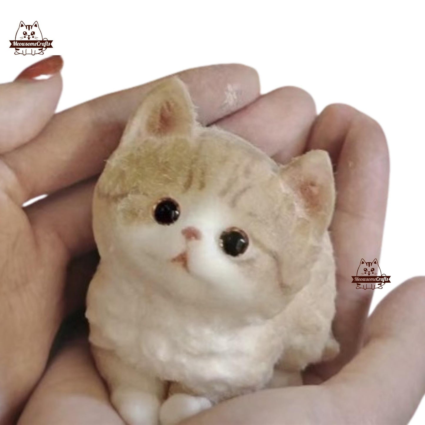 Furry Sitting Kitten Kitty Cats Animal Handmade Taba Squishy | Squeezable Stress Relief Fidget Toy - Squishy
