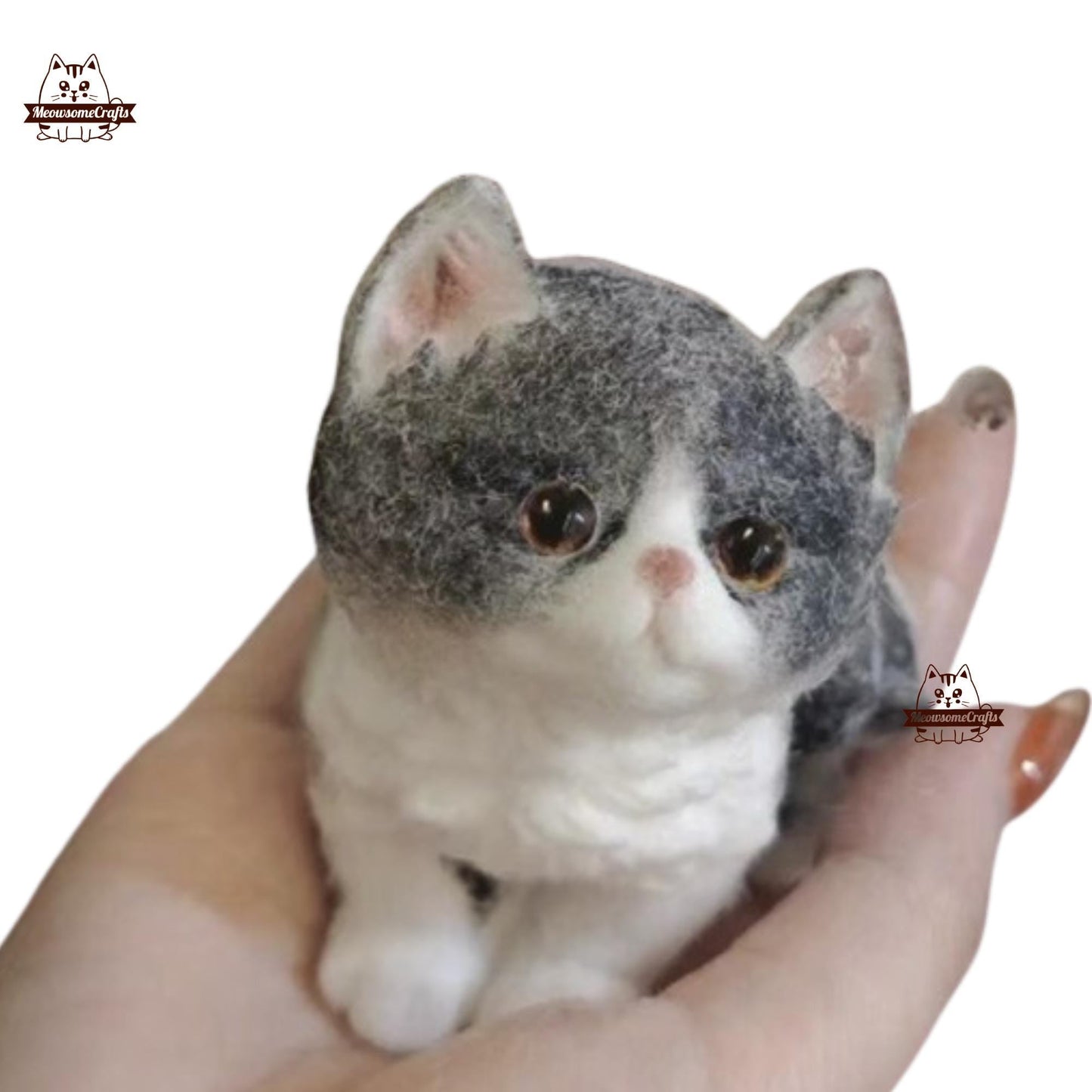 Furry Sitting Kitten Kitty Cats Animal Handmade Taba Squishy | Squeezable Stress Relief Fidget Toy - Squishy