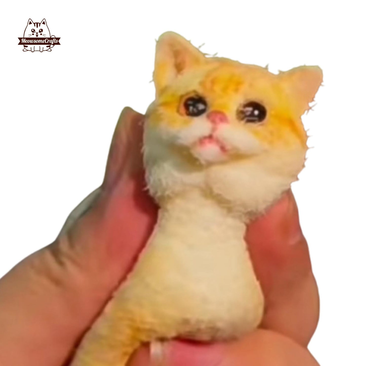 Furry Sitting Orange Cat Animal Handmade Taba Squishy | Squeezable Stress Relief Fidget Toy - Squishy