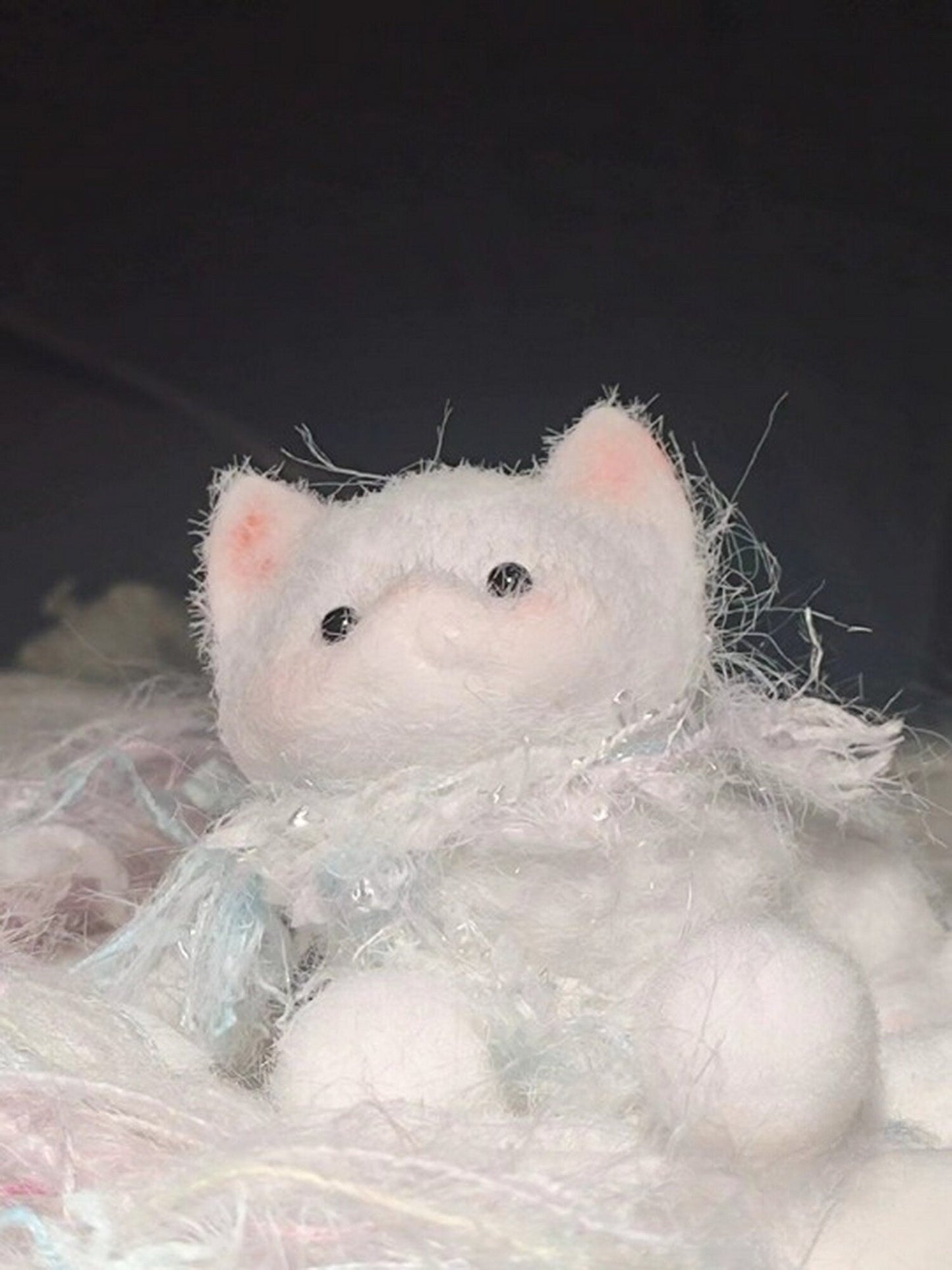 Furry Sitting White Kitten Cat Animal Handmade Taba Squishy | Squeezable Stress Relief Fidget Toy - Squishy