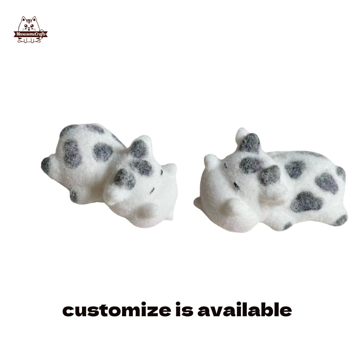 Furry Sleepy Cow Animal Customizable Handmade Taba Squishy | Squeezable Stress Relief Fidget Toy - Squishy