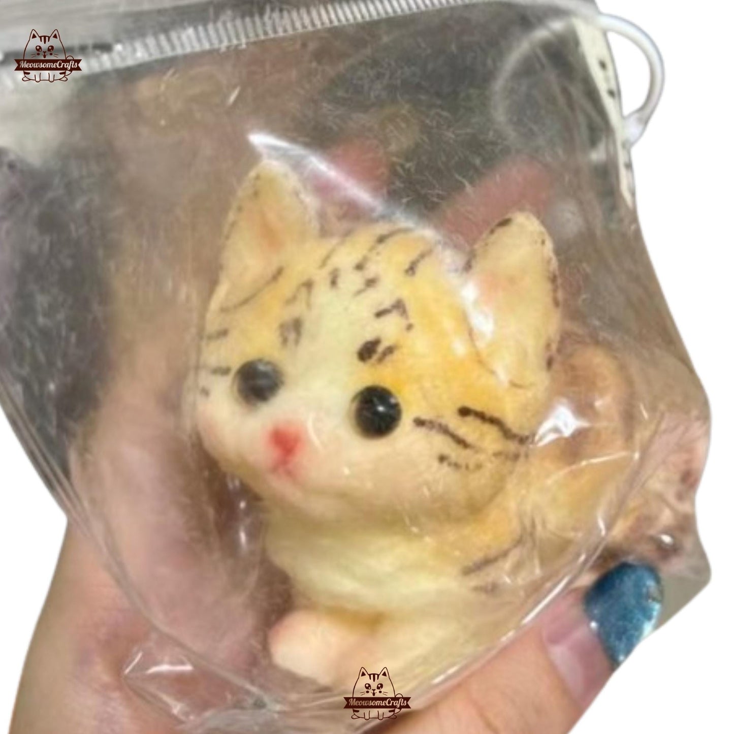 Furry Striped Kitten Kitty Cats Animal Handmade Taba Squishy | Squeezable Stress Relief Fidget Toy - Squishy