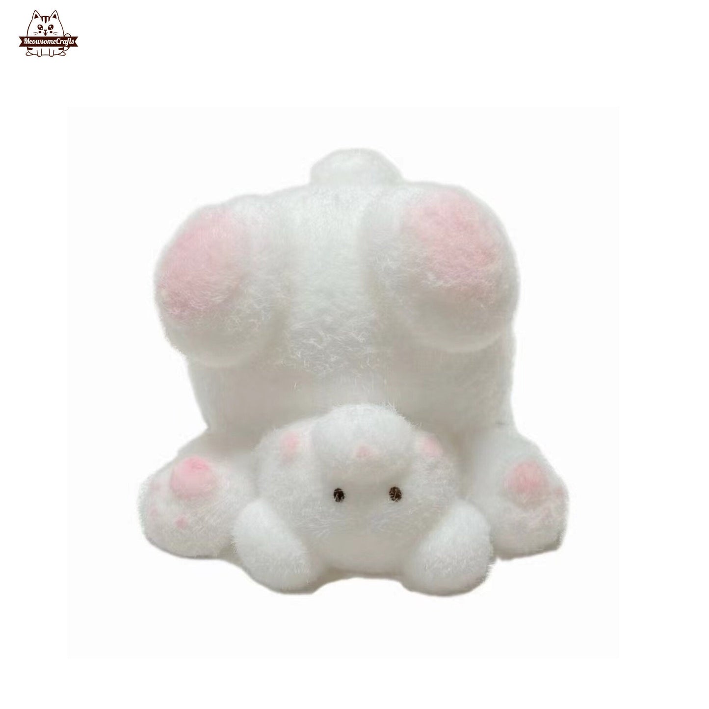 Furry White Bear Headstand Animal Handmade Taba Squishy | Squeezable Stress Relief Fidget Toy - Squishy