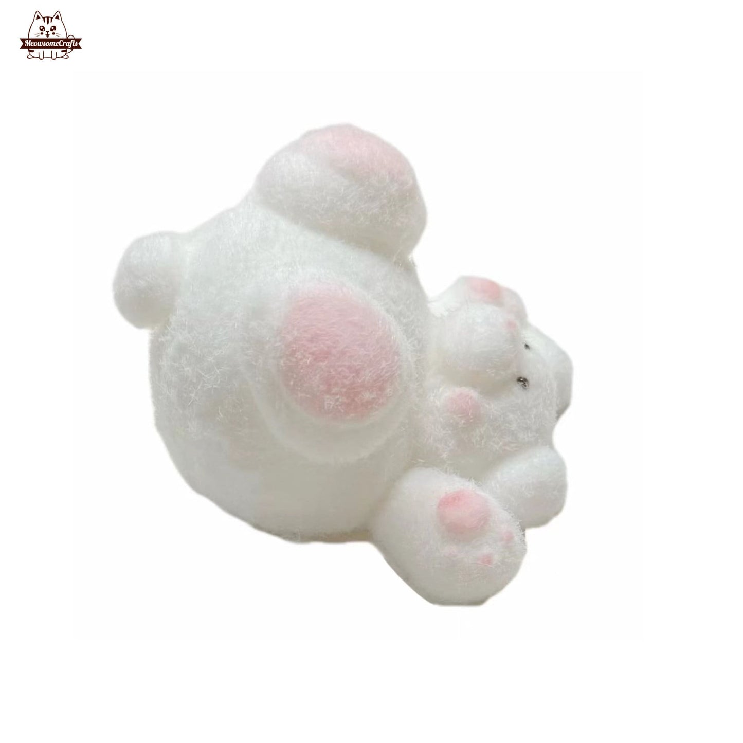 Furry White Bear Headstand Animal Handmade Taba Squishy | Squeezable Stress Relief Fidget Toy - Squishy