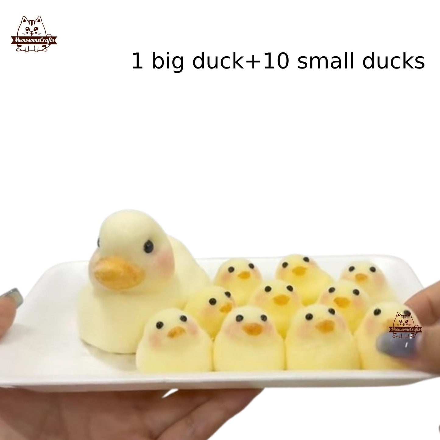 Furry Yellow Duck Family Set Animal Handmade Taba Squishy | Squeezable Stress Relief Fidget Toy - Squishy