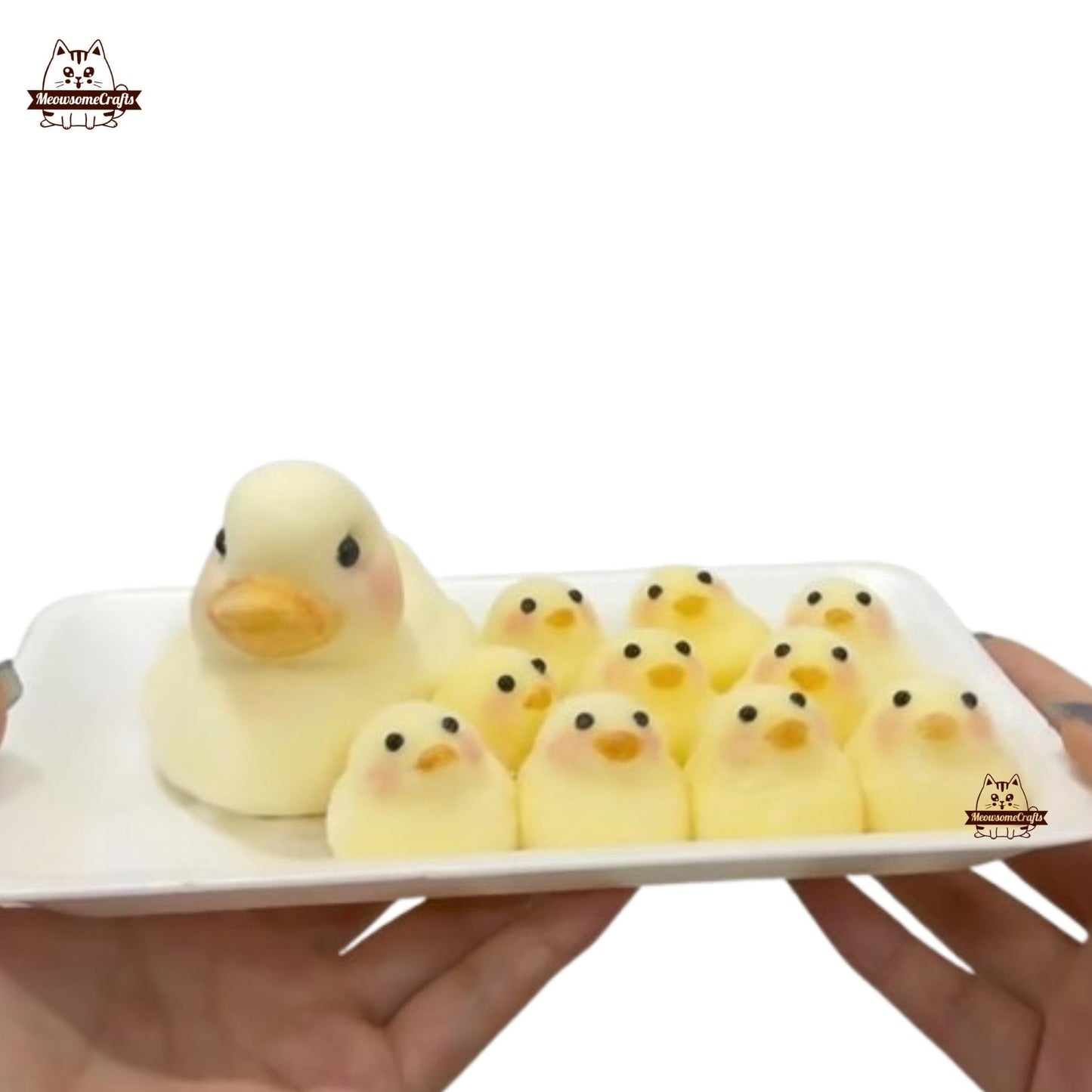 Furry Yellow Duck Family Set Animal Handmade Taba Squishy | Squeezable Stress Relief Fidget Toy - Squishy