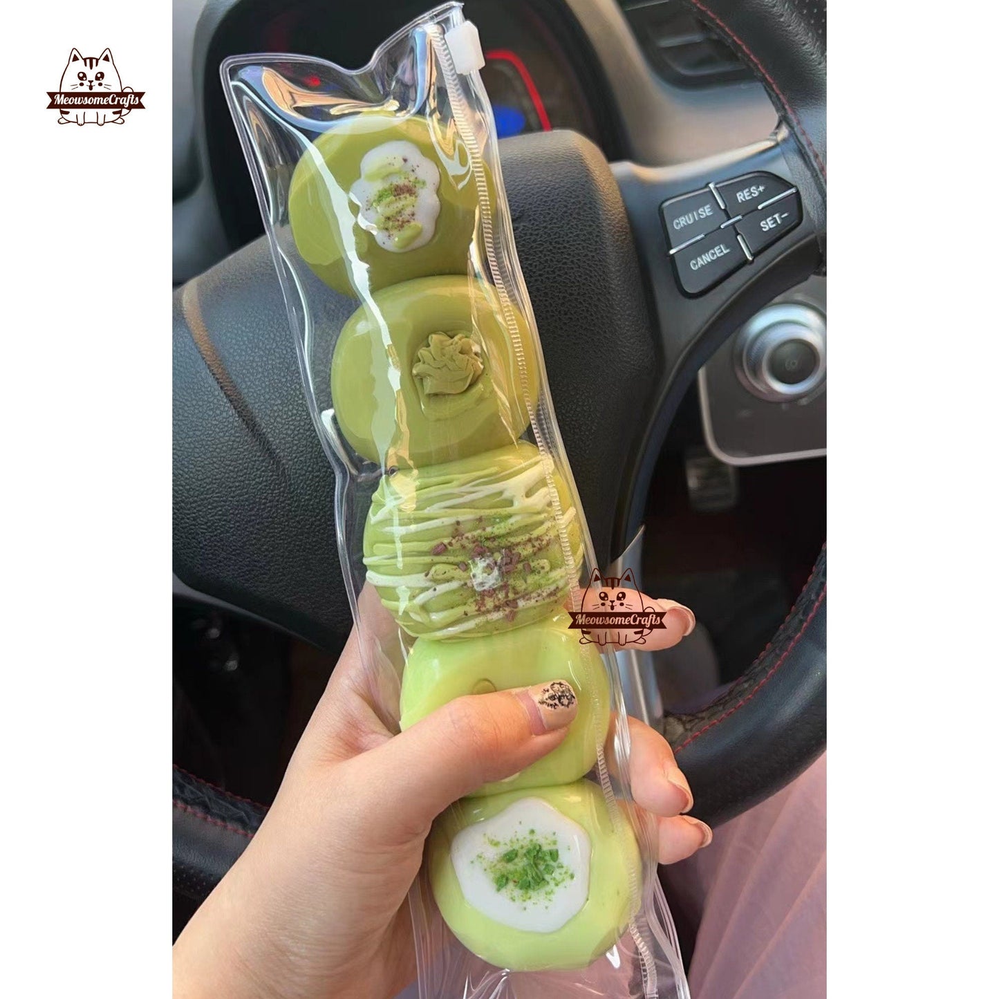 Green Tea Mochi Dessert Food Handmade Squishy Fidget Toy