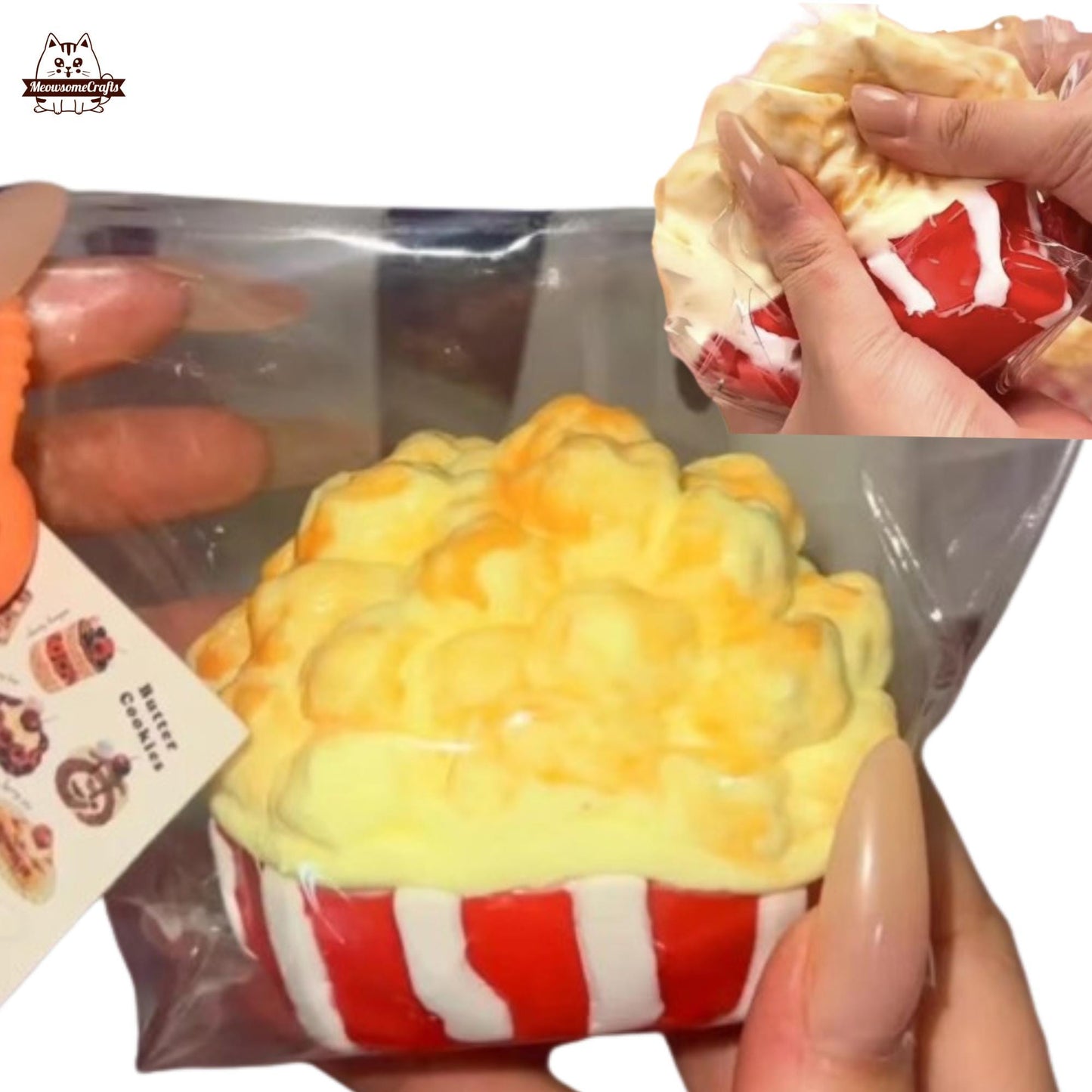 Movie Popcorn Food Handmade Taba Squishy | Squeezable Stress Relief Fidget Toy - Squishy