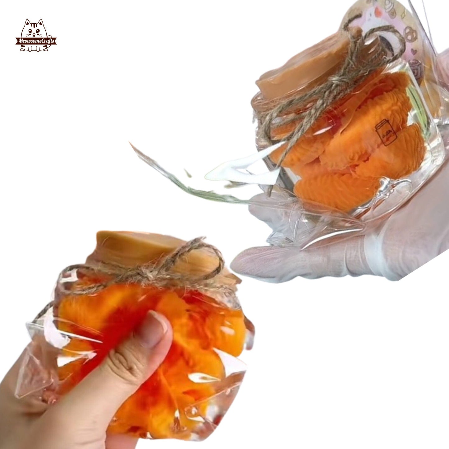 Orange Wedges In Jar Fruit Food Handmade Taba Squishy | Squeezable Stress Relief Fidget Toy - Squishy