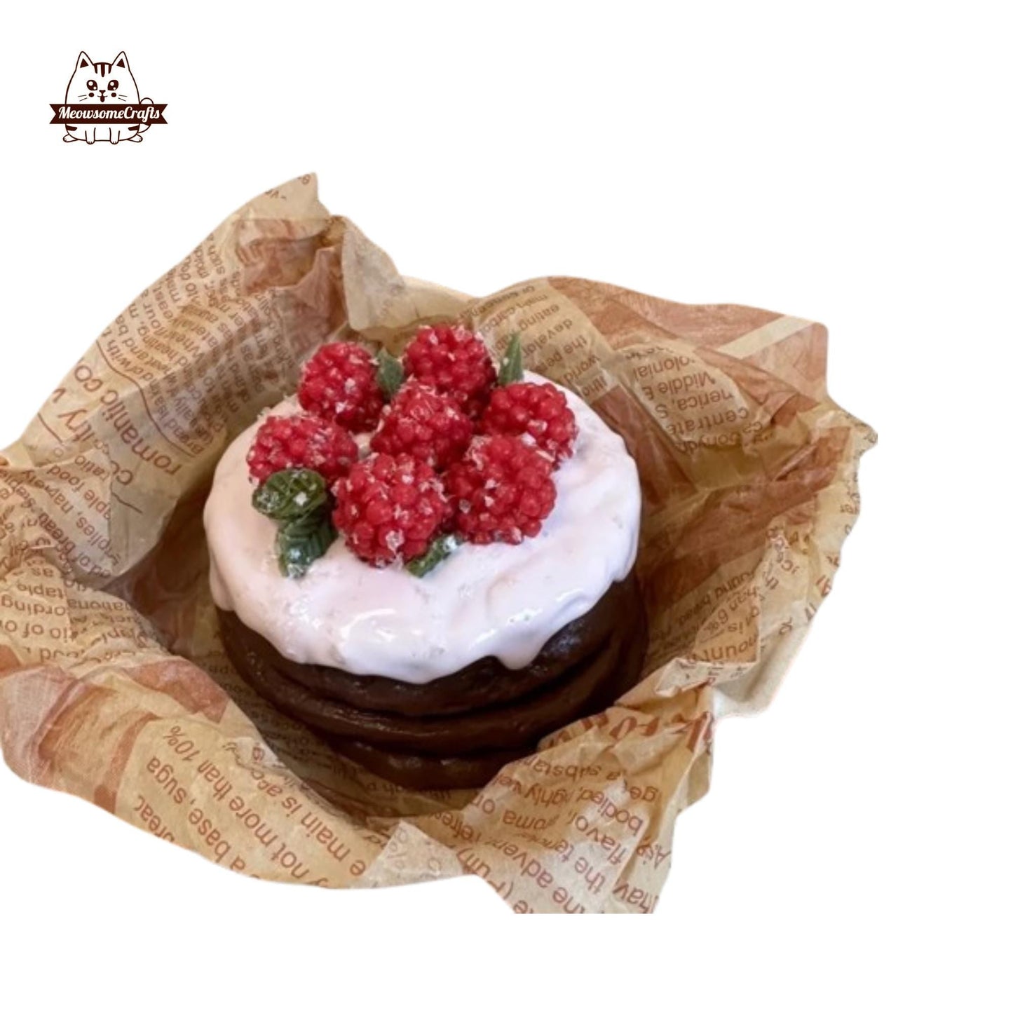 Raspberry Dark Chocolate Pistachio Cheesecake Dessert Food Handmade Taba Squishy | Squeezable Stress Relief Fidget Toy
