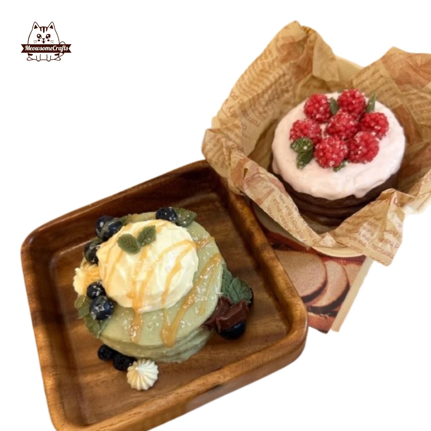 Raspberry Dark Chocolate Pistachio Cheesecake Dessert Food Handmade Taba Squishy | Squeezable Stress Relief Fidget Toy