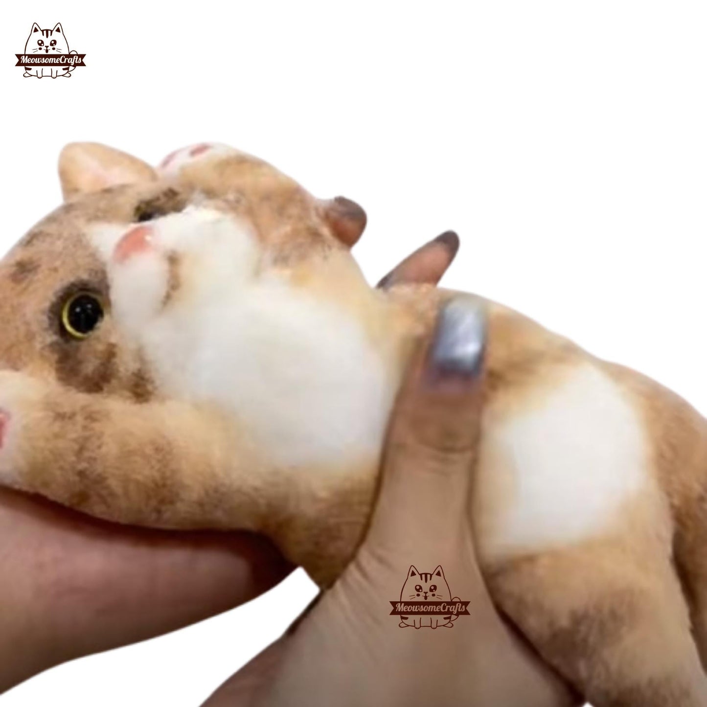 Soft Furry Laying Playful Orange Kitten Cat Animal Handmade Squishy Fidget Toy