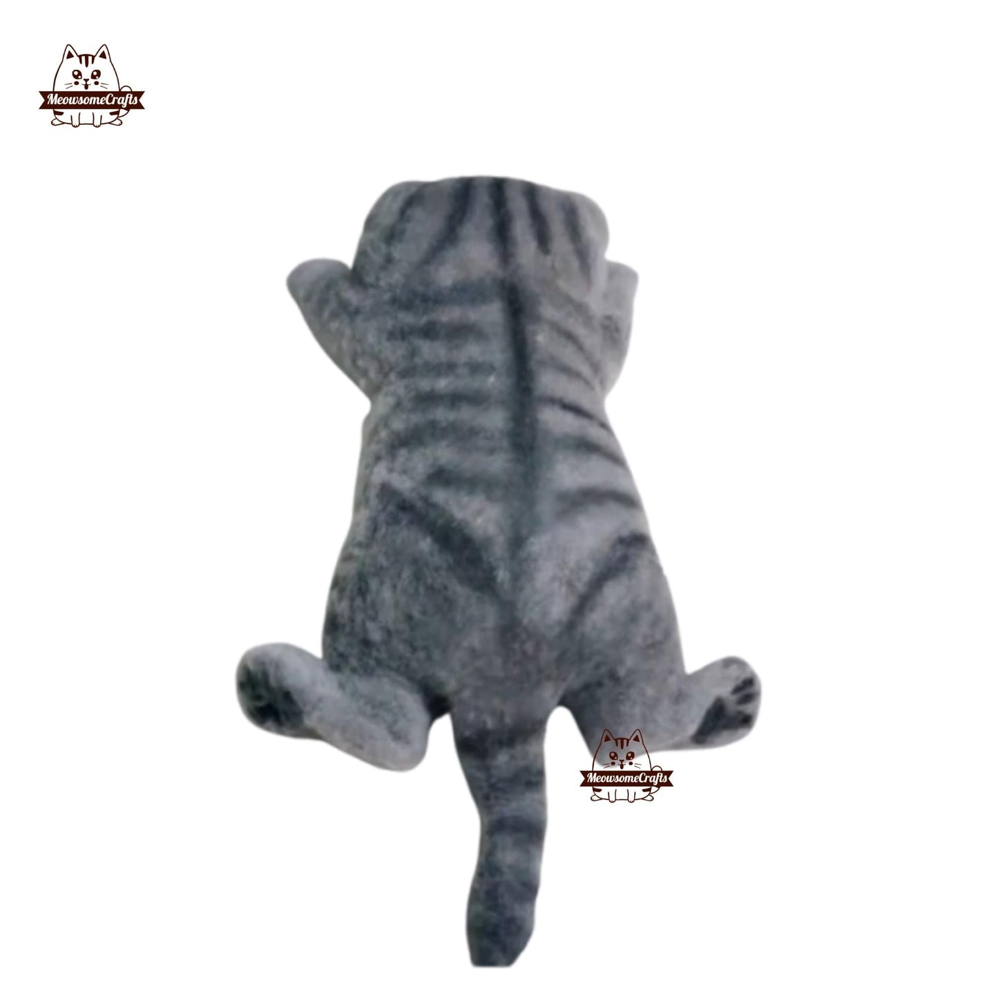 Soft Furry Shorthair Gray Laying Kitten Cat Animal Handmade Squishy | Washable Squeezable Stress Relief Fidget Toy