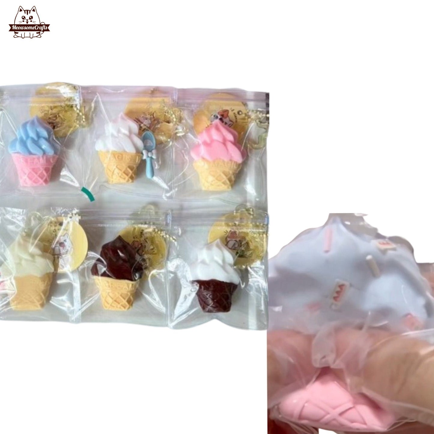 Soft Serve Ice Cream Cone Handmade Taba Squishy | Squeezable Stress Relief Fidget Toy - Squishy