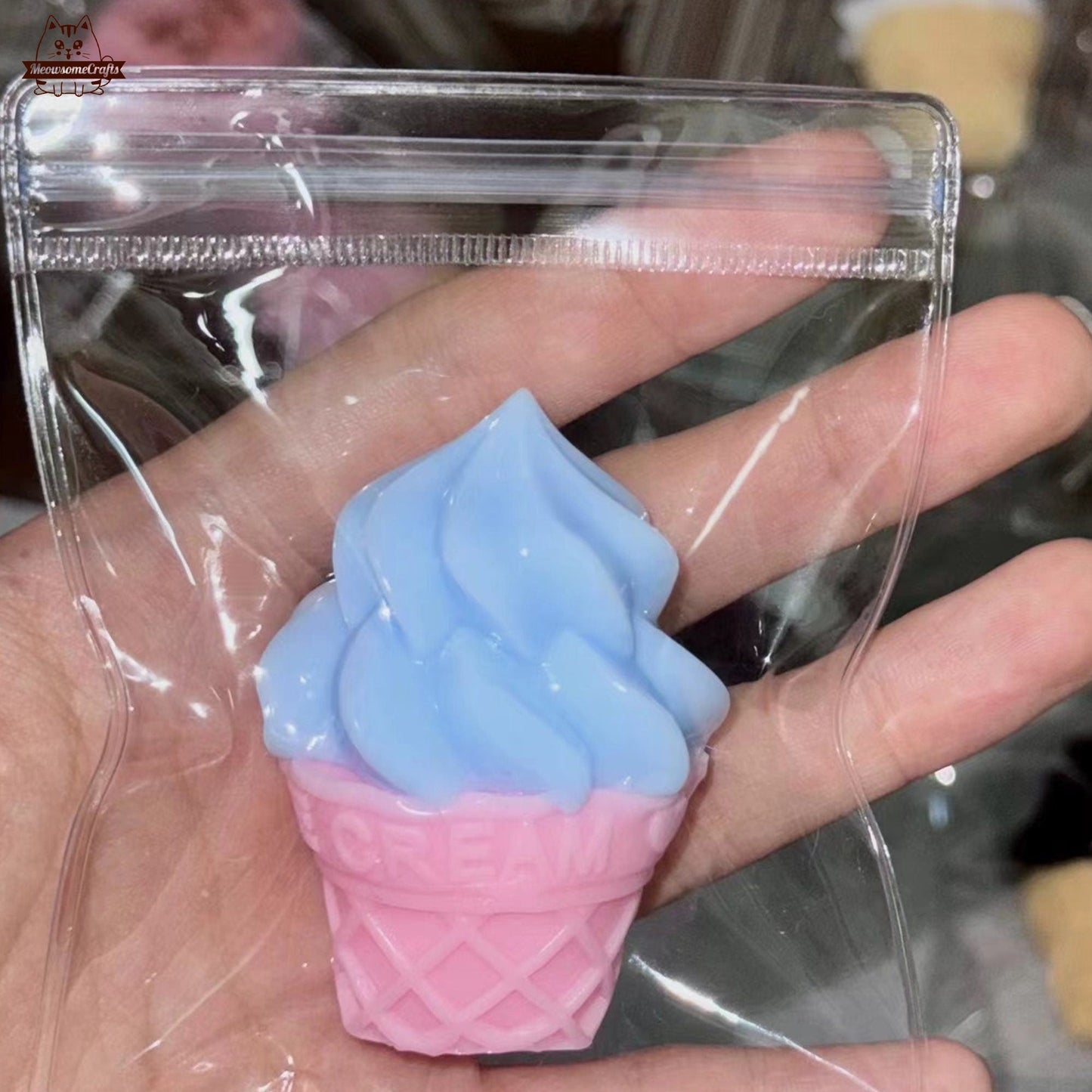 Soft Serve Ice Cream Cone Handmade Taba Squishy | Squeezable Stress Relief Fidget Toy - Squishy