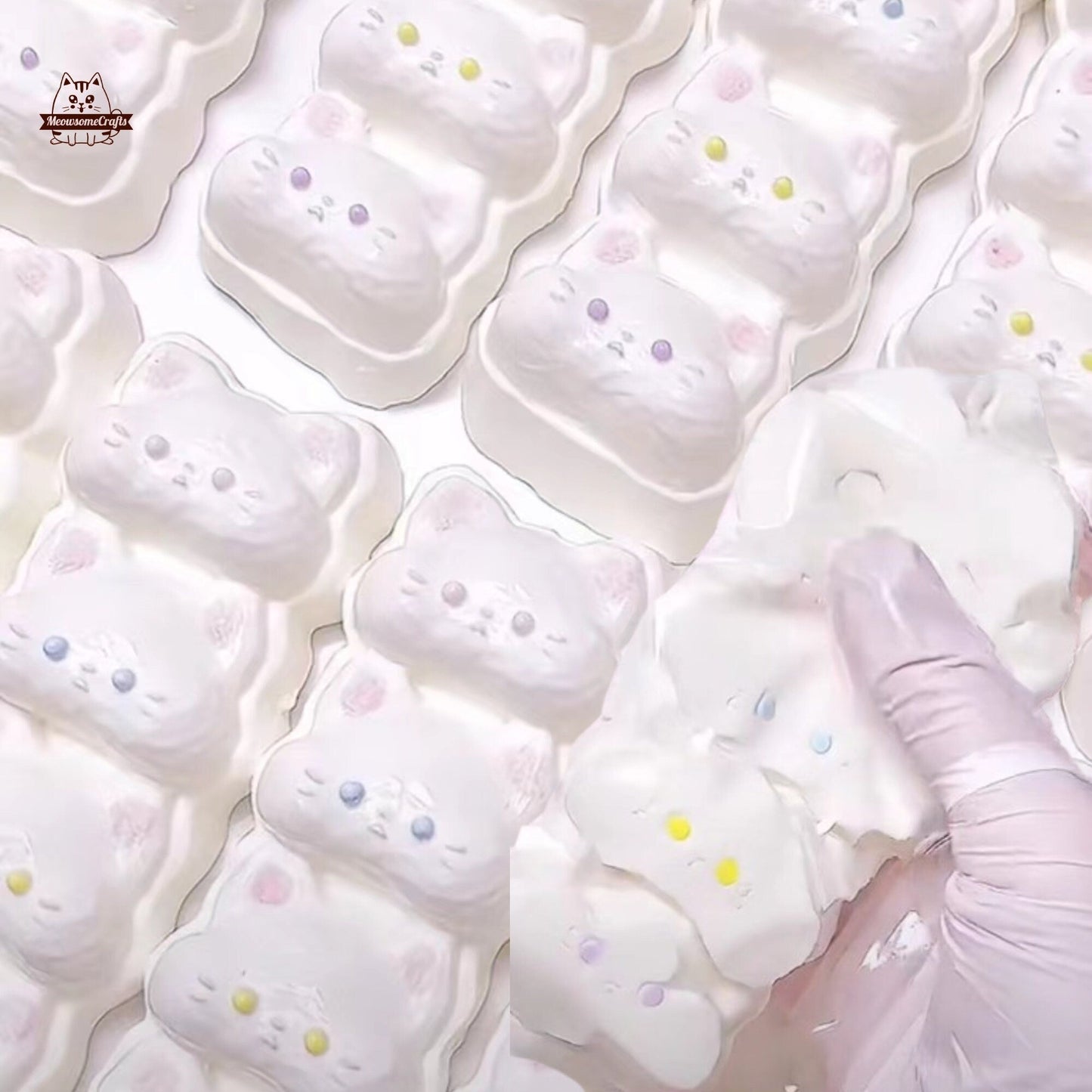 Stacked Kitty Cat Faces Animal Handmade Taba Squishy | Squeezable Stress Relief Fidget Toy - Squishy