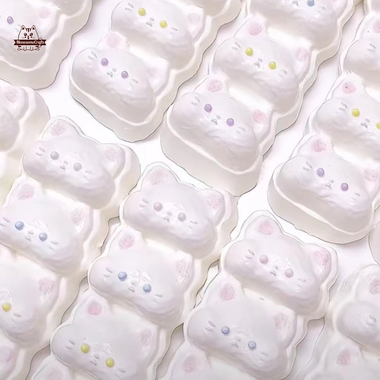 Stacked Kitty Cat Faces Animal Handmade Taba Squishy | Squeezable Stress Relief Fidget Toy - Squishy