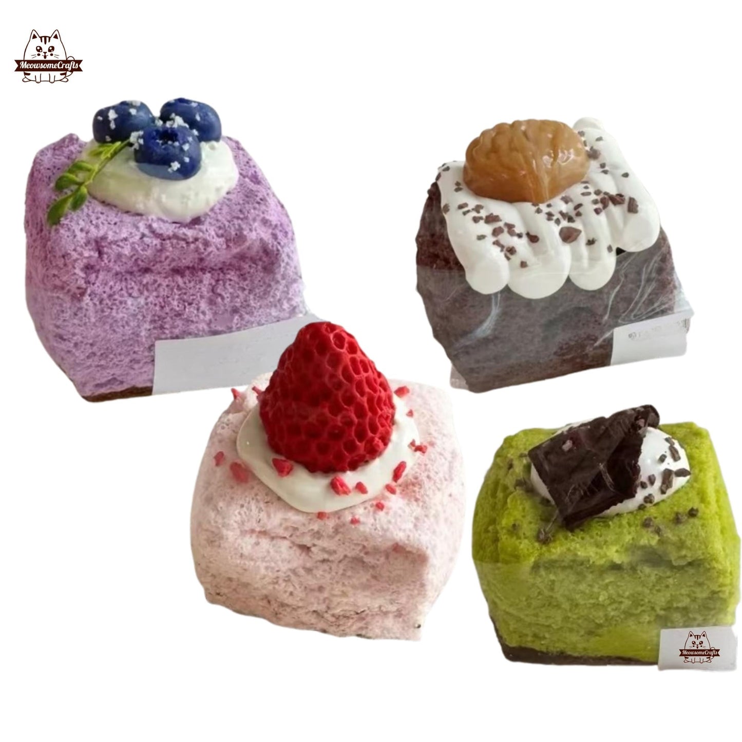Strawberry Blueberry Chestnut Brownie Matcha Cakes Dessert Food Handmade Taba Squishy | Squeezable Stress Relief Fidget