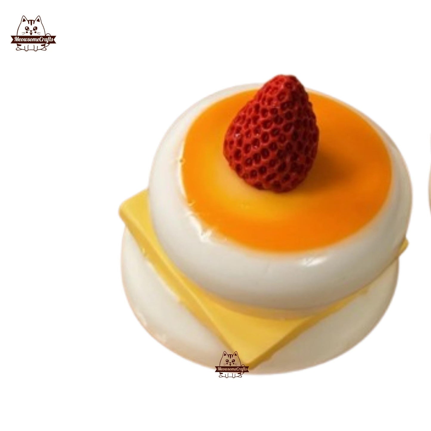 Strawberry Cheese Soufflé Food Handmade Squishy Fidget Toy
