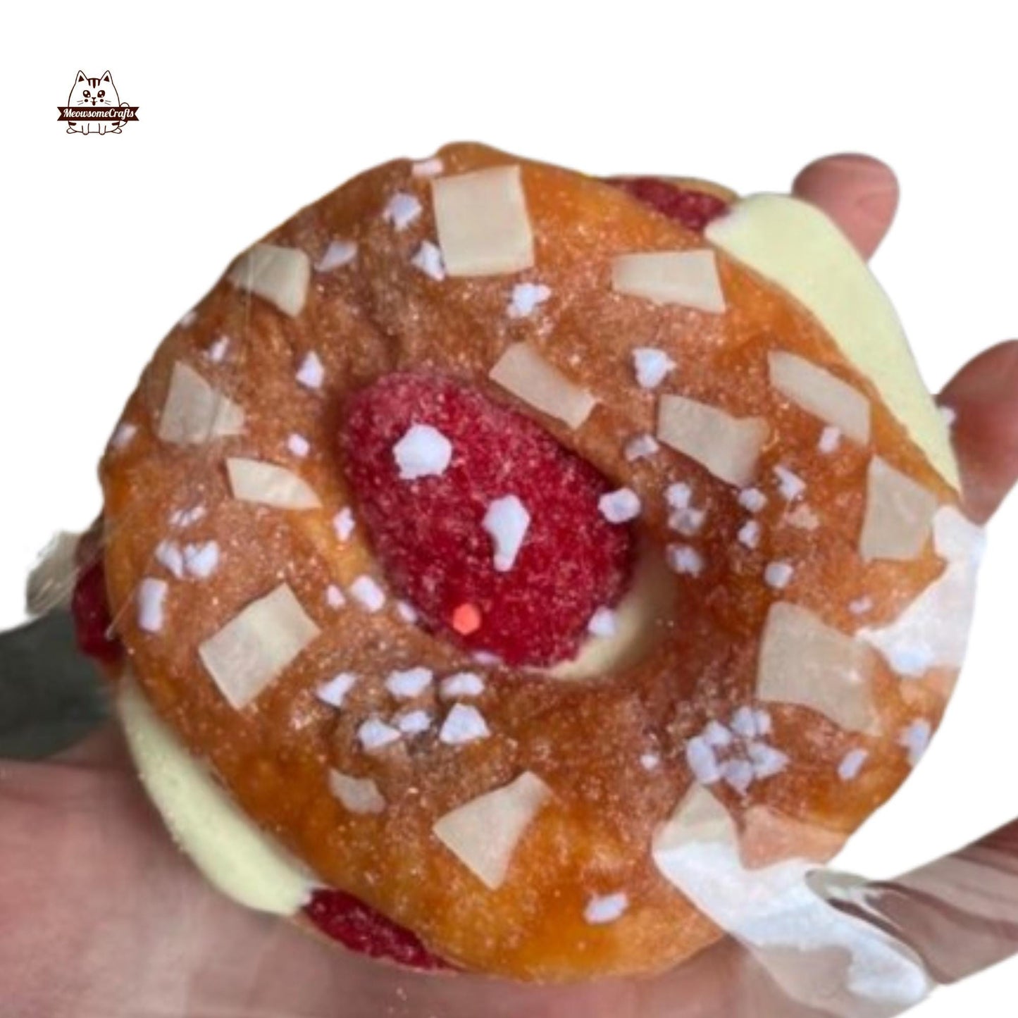 Strawberry Cream Bagel Dessert Food Handmade Squishy Fidget Toy