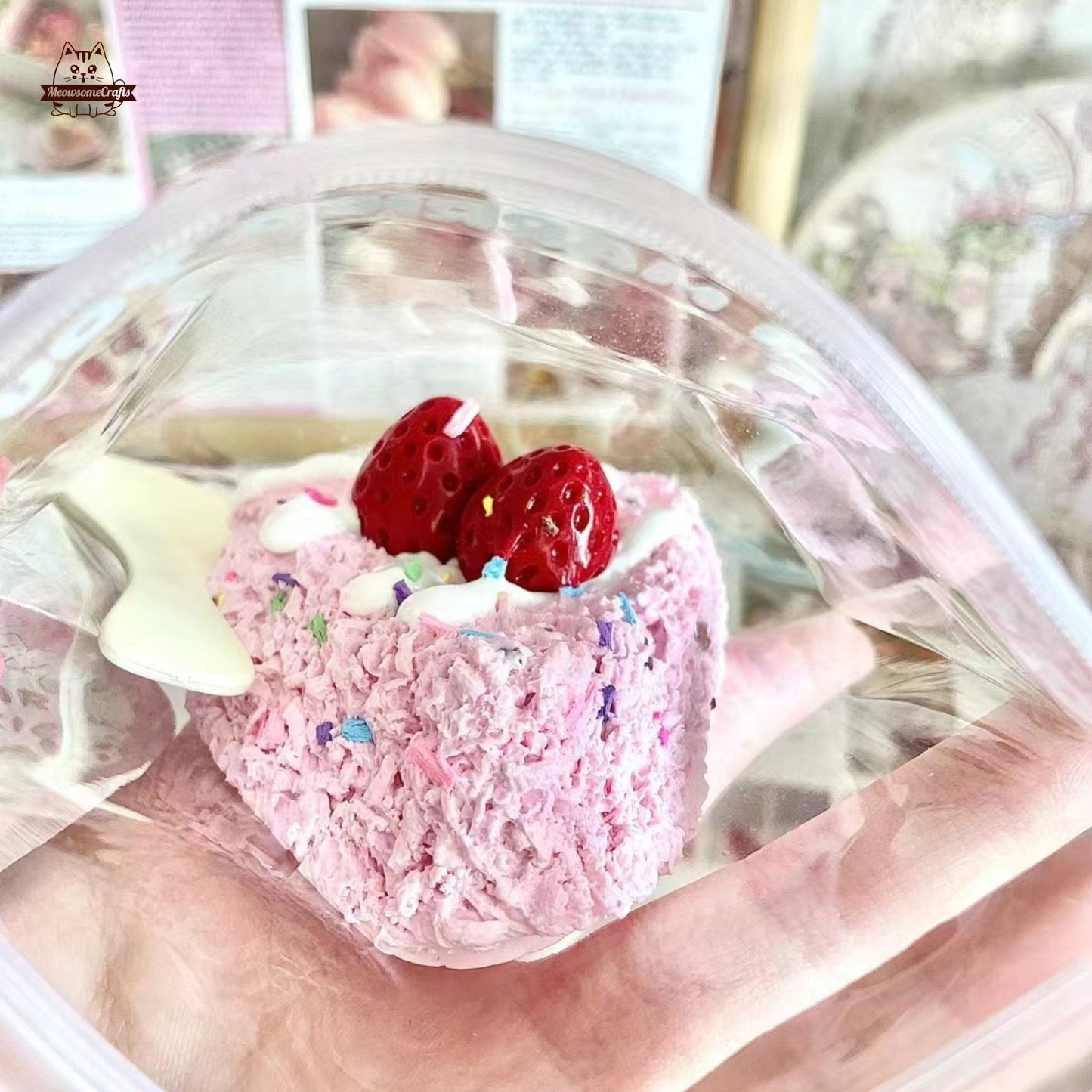 Strawberry Fruit Rice Ball Dessert Food Handmade Taba Squishy | Squeezable Stress Relief Fidget Toy - Squishy