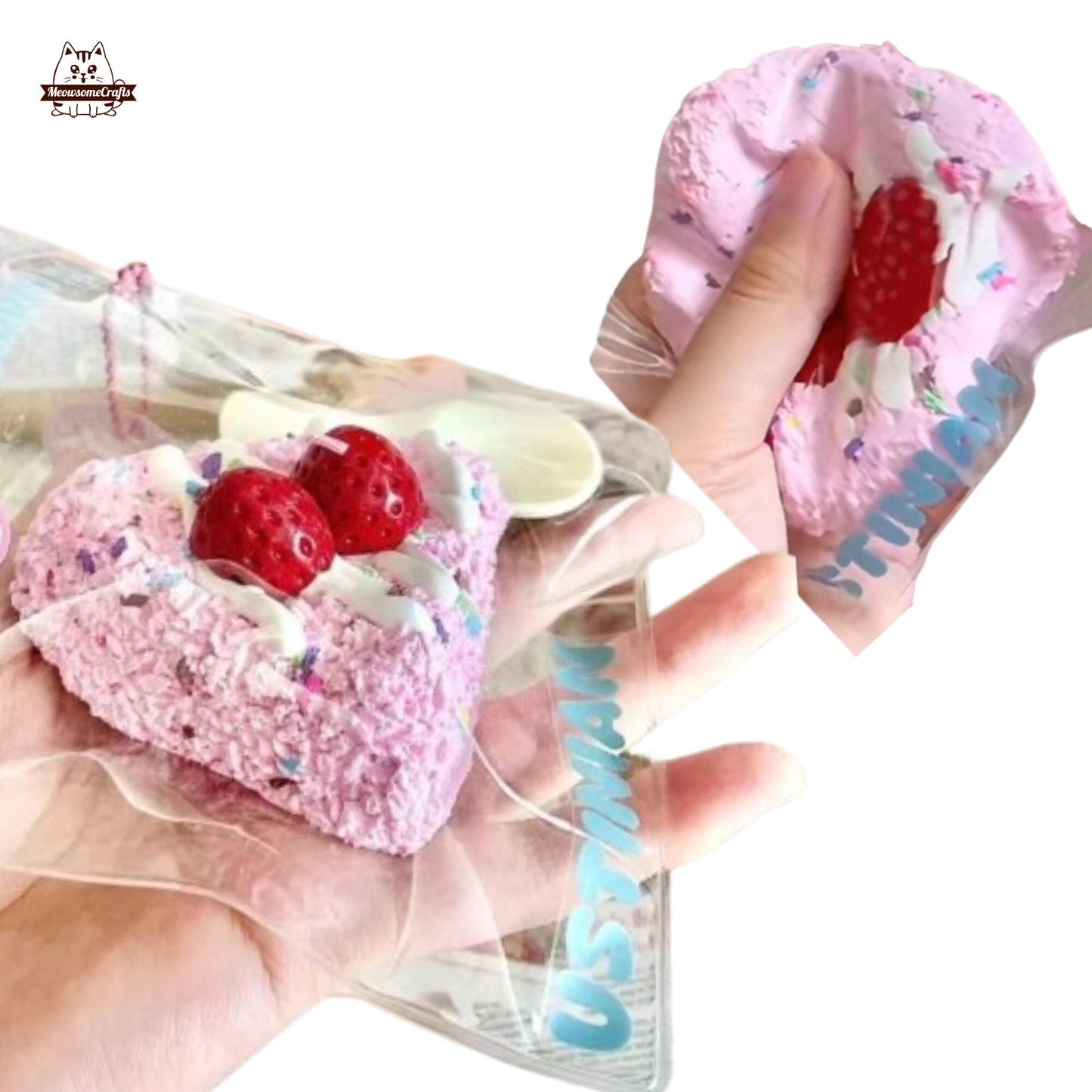 Strawberry Fruit Rice Ball Dessert Food Handmade Taba Squishy | Squeezable Stress Relief Fidget Toy - Squishy
