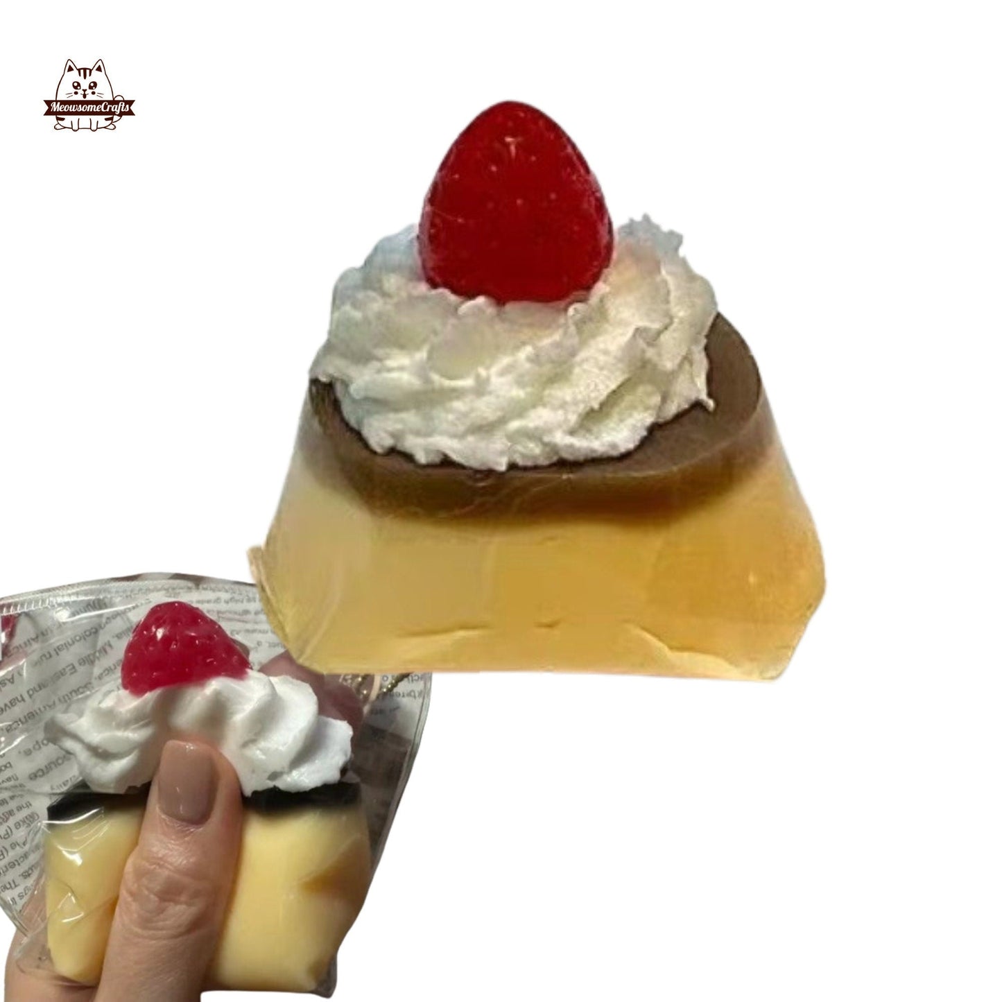 Strawberry Pudding Dessert Food Handmade Taba Squishy | Squeezable Stress Relief Fidget Toy - Squishy