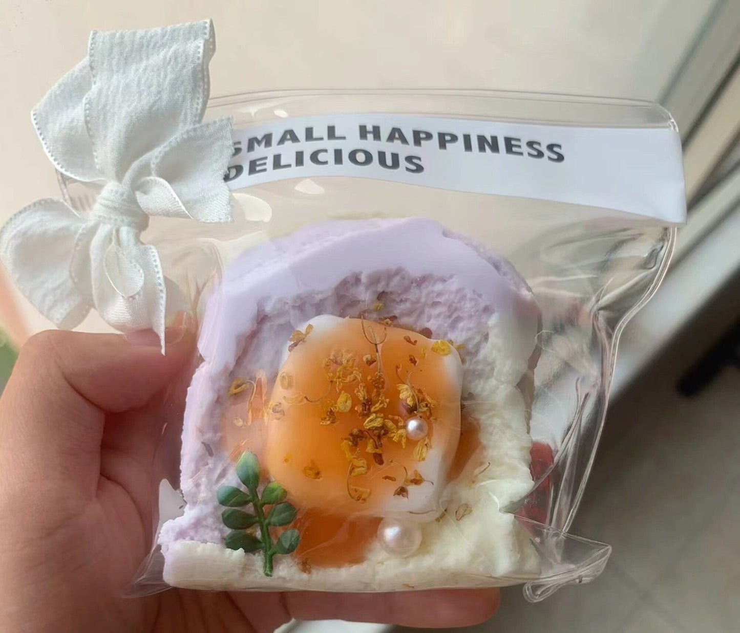 Toast Taro Puree Basque Cheese Food Handmade Taba Squishy | Squeezable Stress Relief Fidget Toy - Squishy