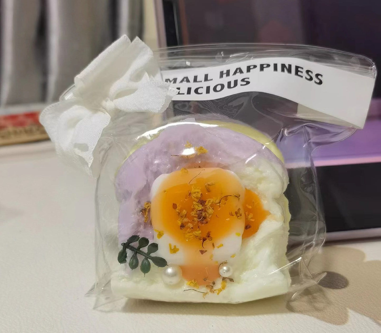 Toast Taro Puree Basque Cheese Food Handmade Squishy Fidget Toy