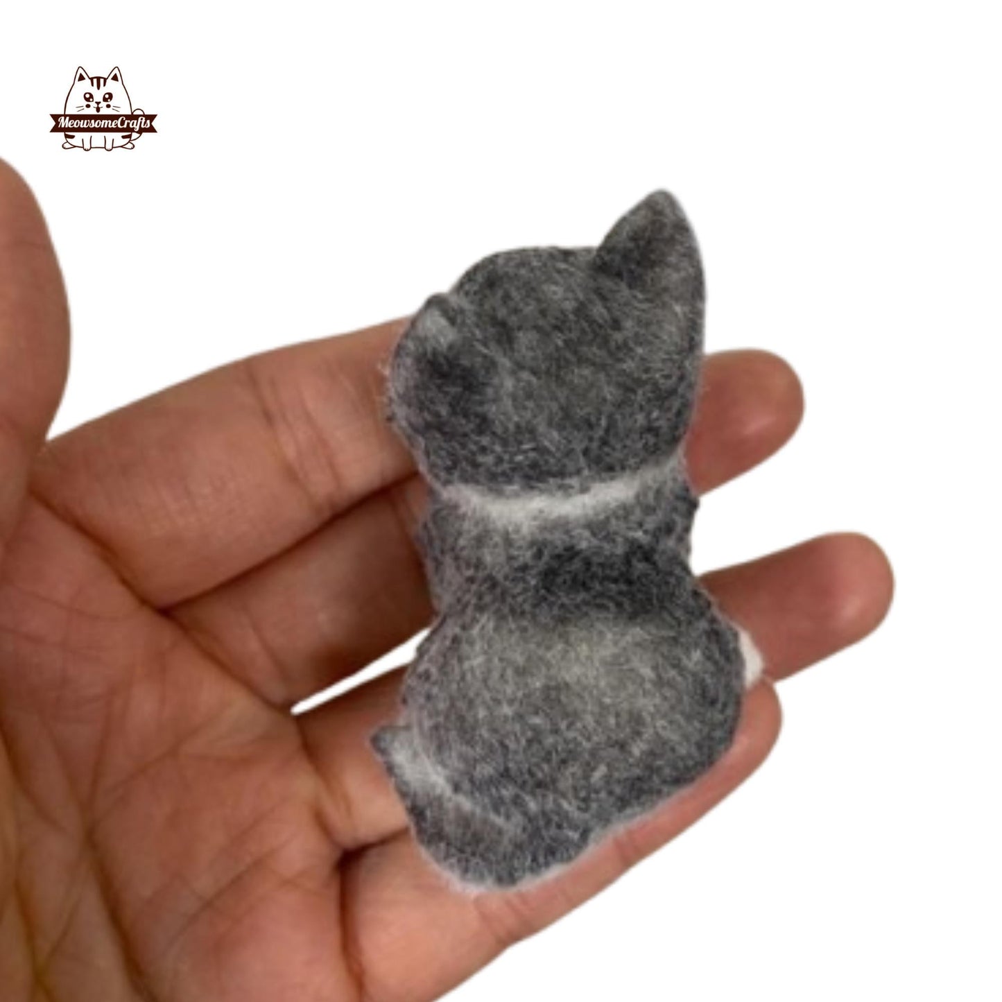 Soft Furry Black & White Kitten Cat Keychain Animal Handmade Squishy Fidget Toy