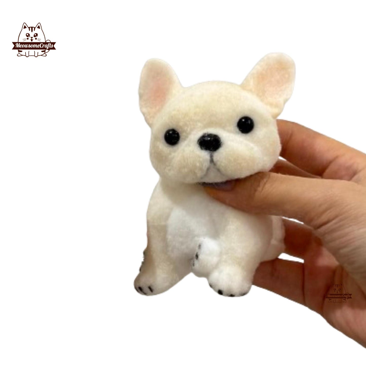 Soft Furry French Bulldog Puppy Dog Animal Handmade Squishy Fidget Toy - B