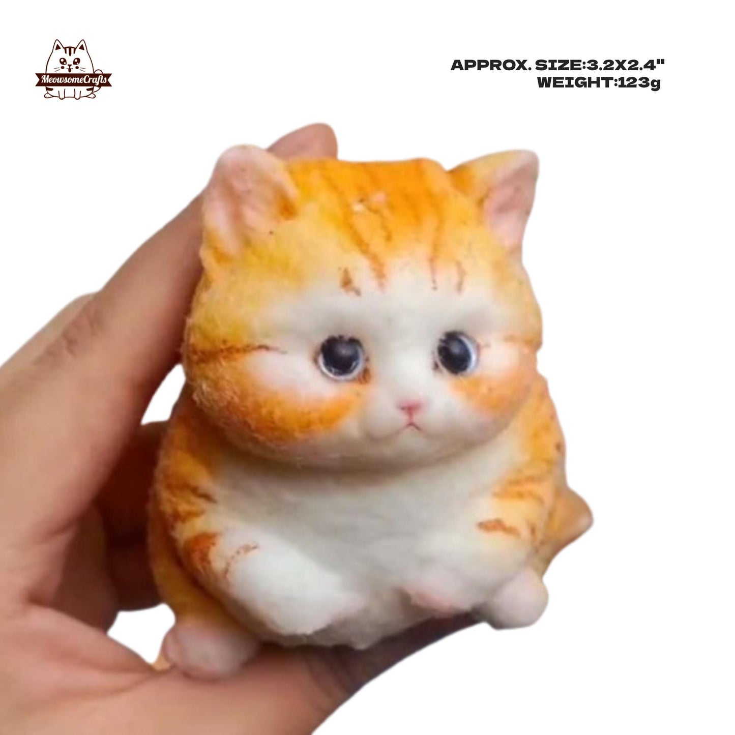 Soft Furry Chubby Orange Kitten Cat Animal Handmade Squishy | Washable Squeezable Stress Relief Fidget Toy