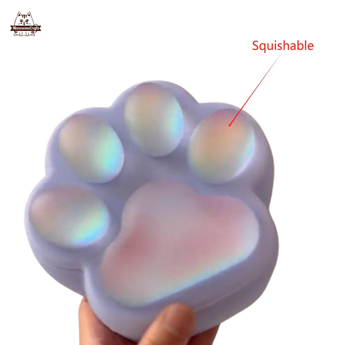 Handmade Resin Cat Paw Shape Iridescent Pink Color Storage Box Soft Squishy Cat Paw Storage Container