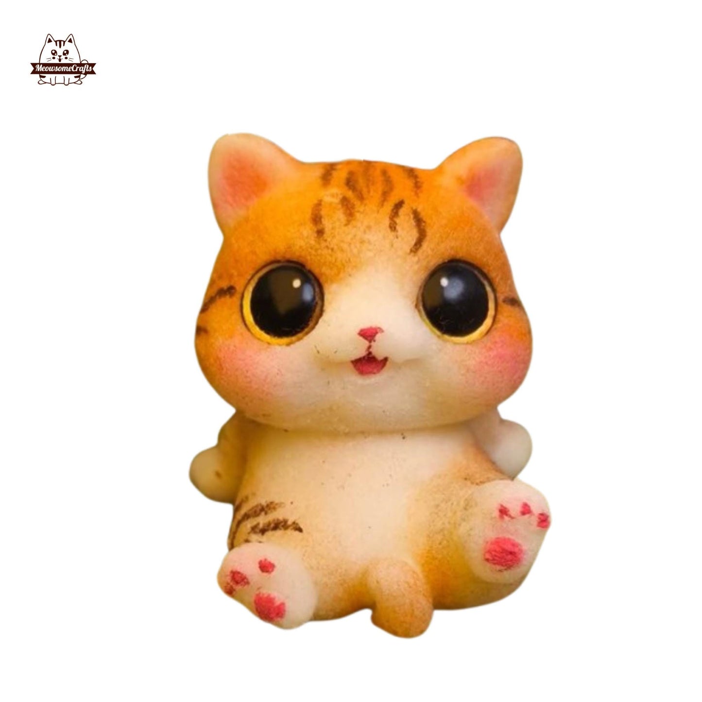 Furry Orange Big Eye Kitten Cat Animal Handmade Squishy Fidget Toy