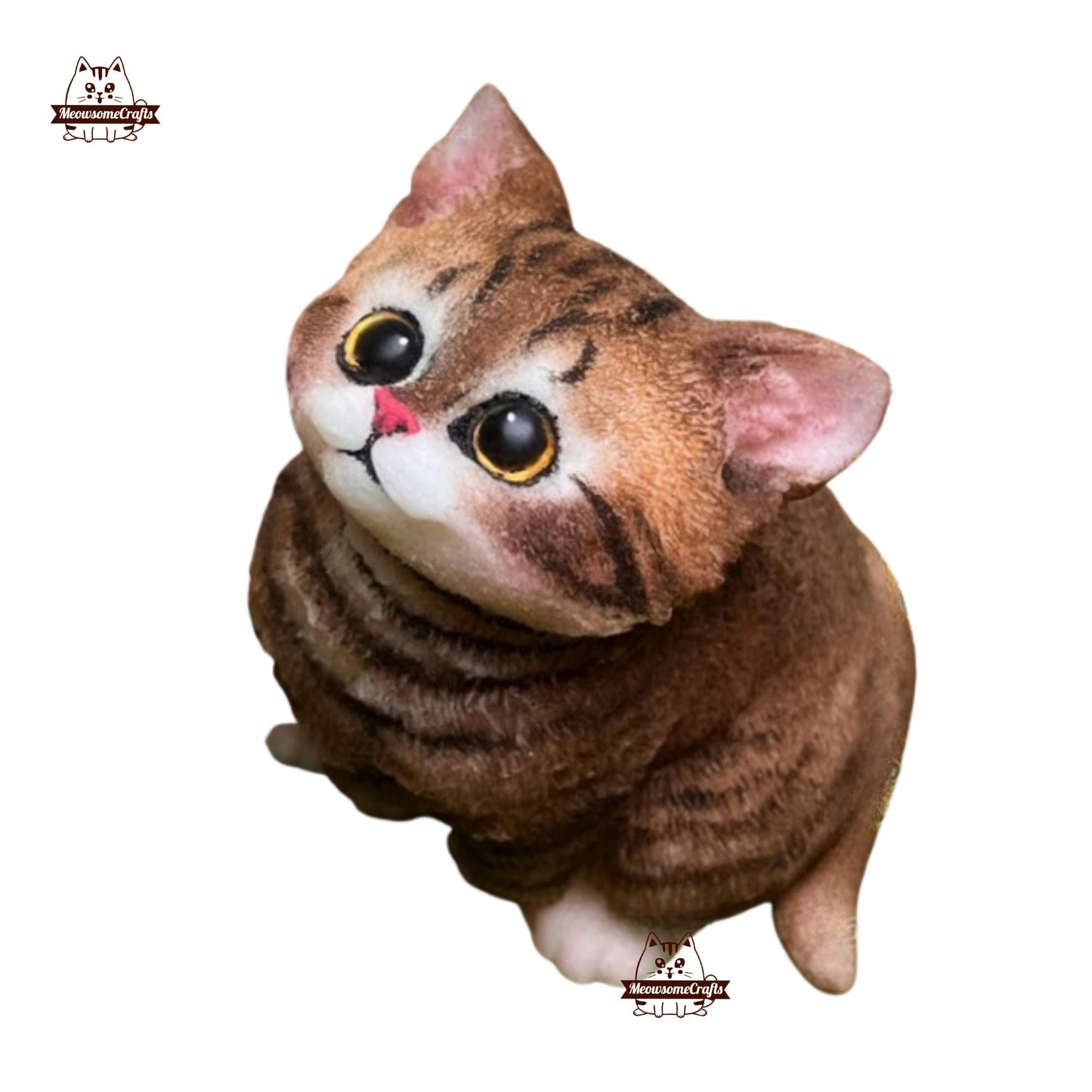 Soft Furry Brown Black Striped Kitten Cat Animal Handmade Squishy | Washable Squeezable Stress Relief Fidget Toy