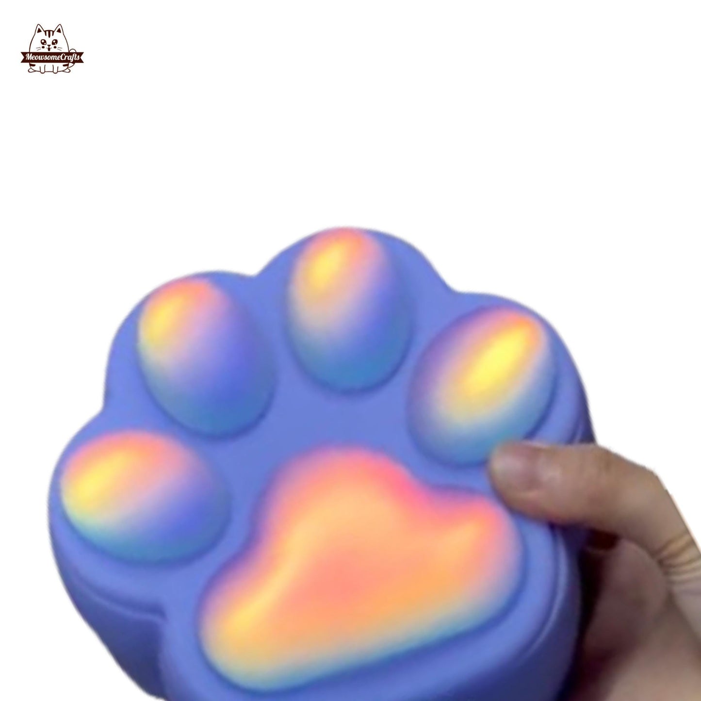Handmade Resin Cat Paw Shape Iridescent Color Storage Box Soft Squishy Cat Paw Storage Container - B / 3.54’’/9cm