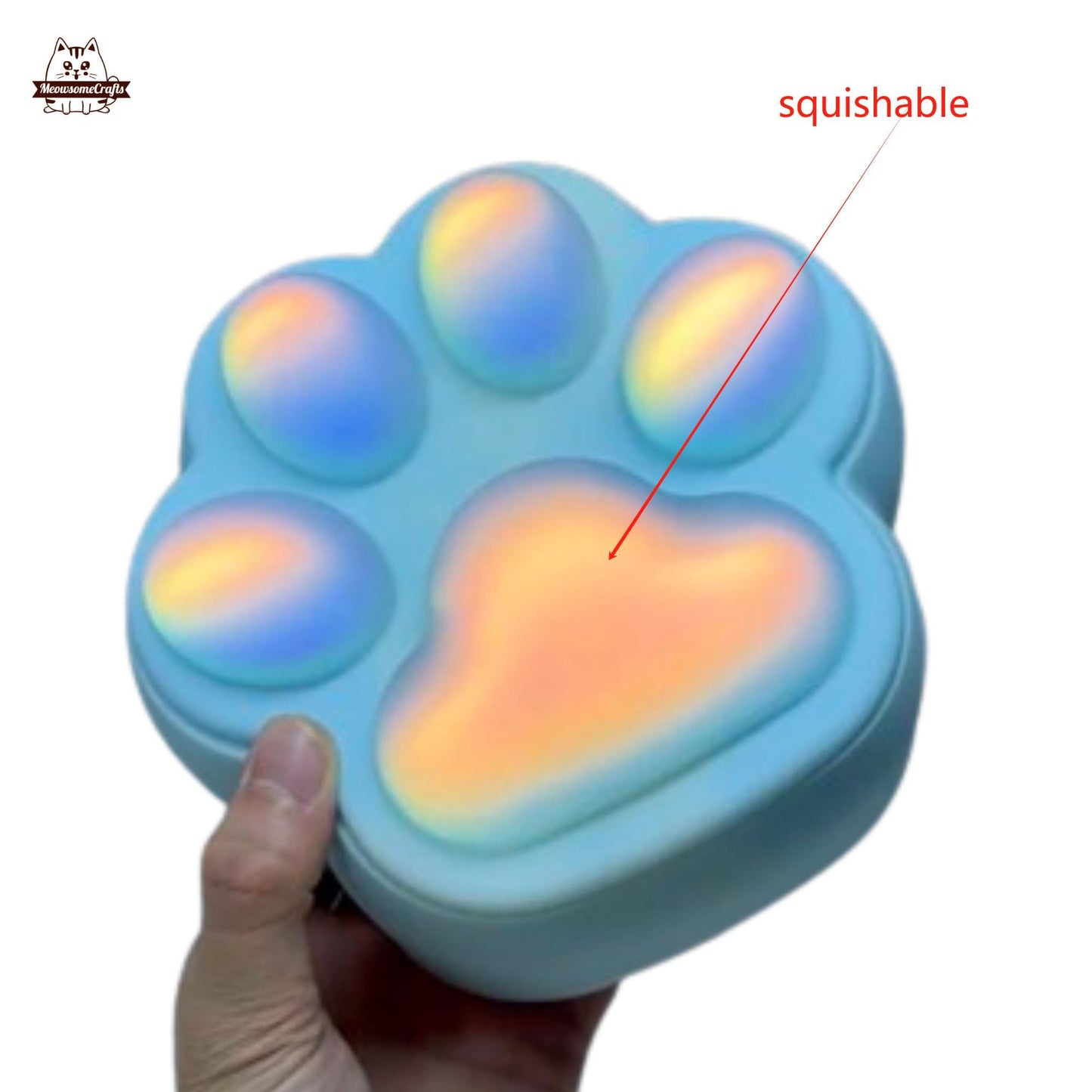 Handmade Resin Cat Paw Shape Iridescent Color Storage Box Soft Squishy Cat Paw Storage Container