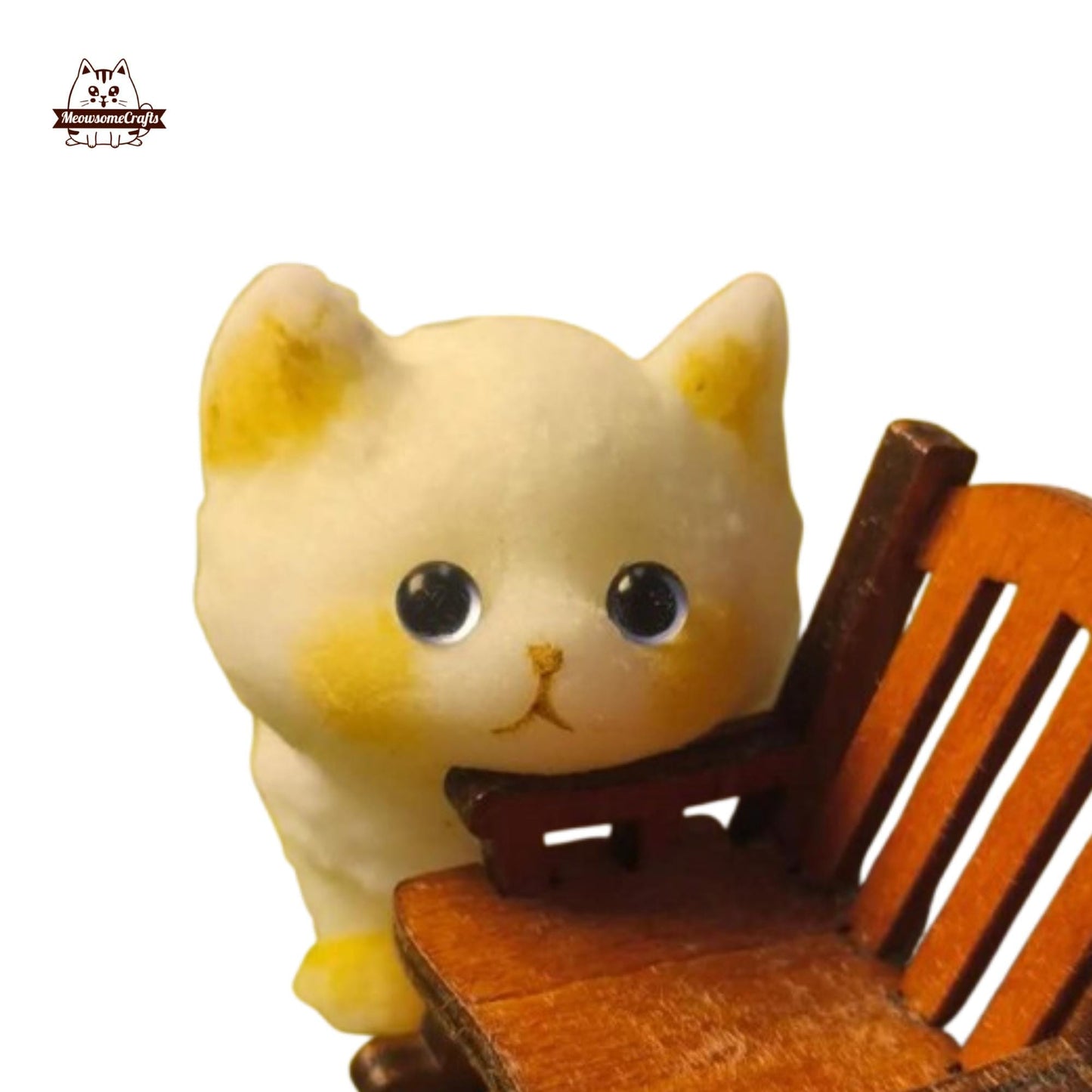 Furry Soft White Kitten Cat Animal Handmade Squishy | Washable Squeezable Stress Relief Fidget Toy - B