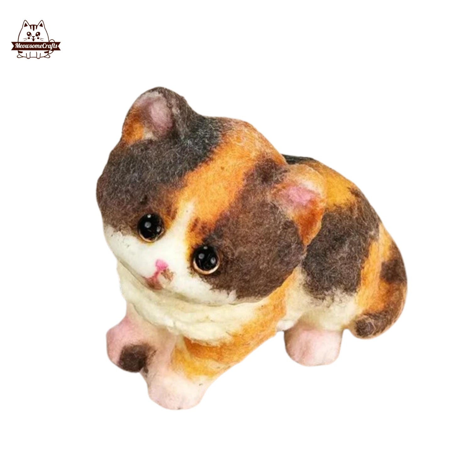 Soft Furry Calico Cat Kitten Animal Handmade Squishy | Washable Squeezable Stress Relief Fidget Toy