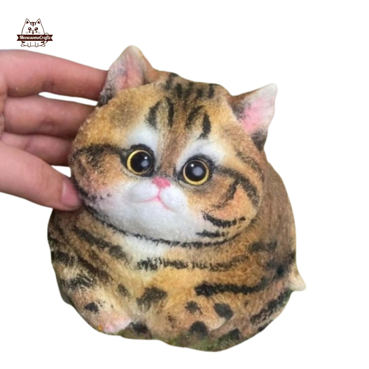 Furry Chubby Orange Tiger Kitten Cat Animal Handmade Squishy | Washable Squeezable Stress Relief Fidget Toy