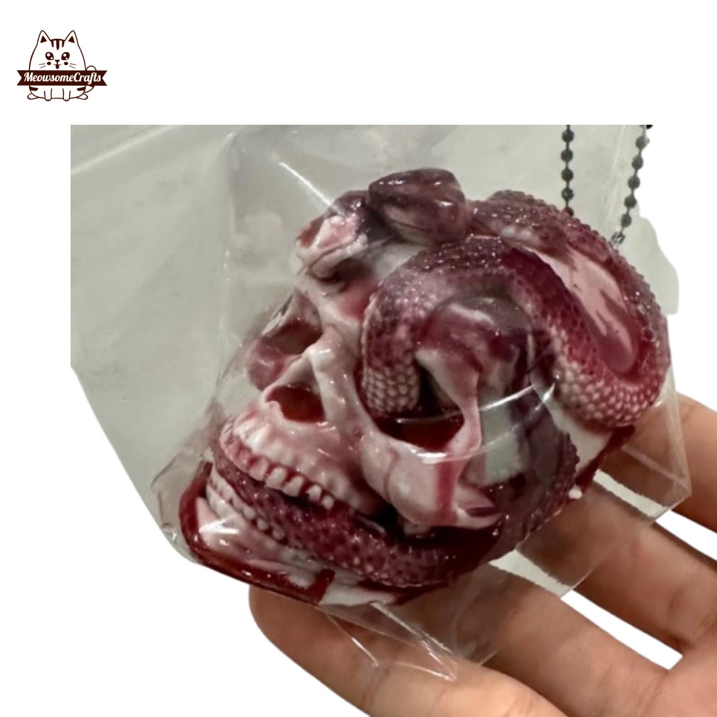 Halloween Scary Skull With Snake Handmade Taba Squishy | Squeezable Stress Relief Fidget Toy - Small - Squishy