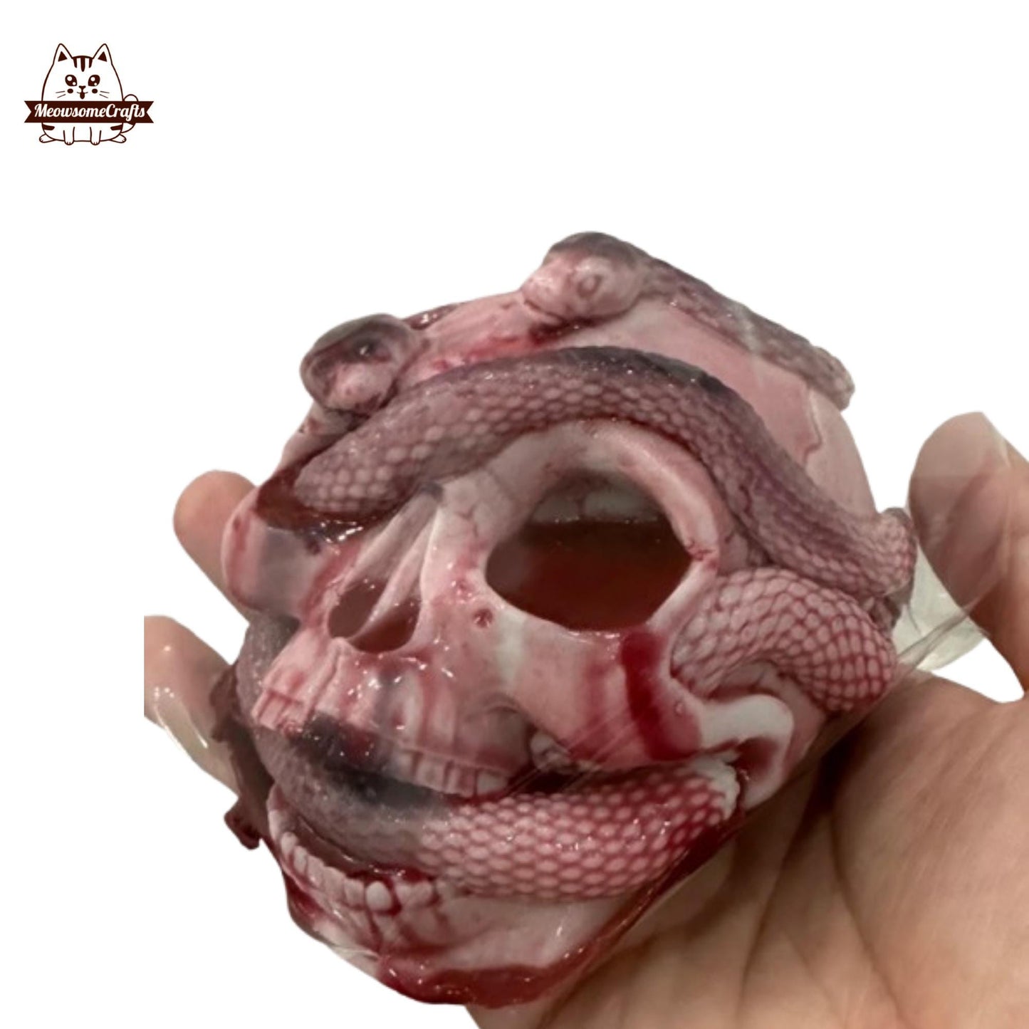 Halloween Scary Skull With Snake Handmade Taba Squishy | Squeezable Stress Relief Fidget Toy - Big - Squishy