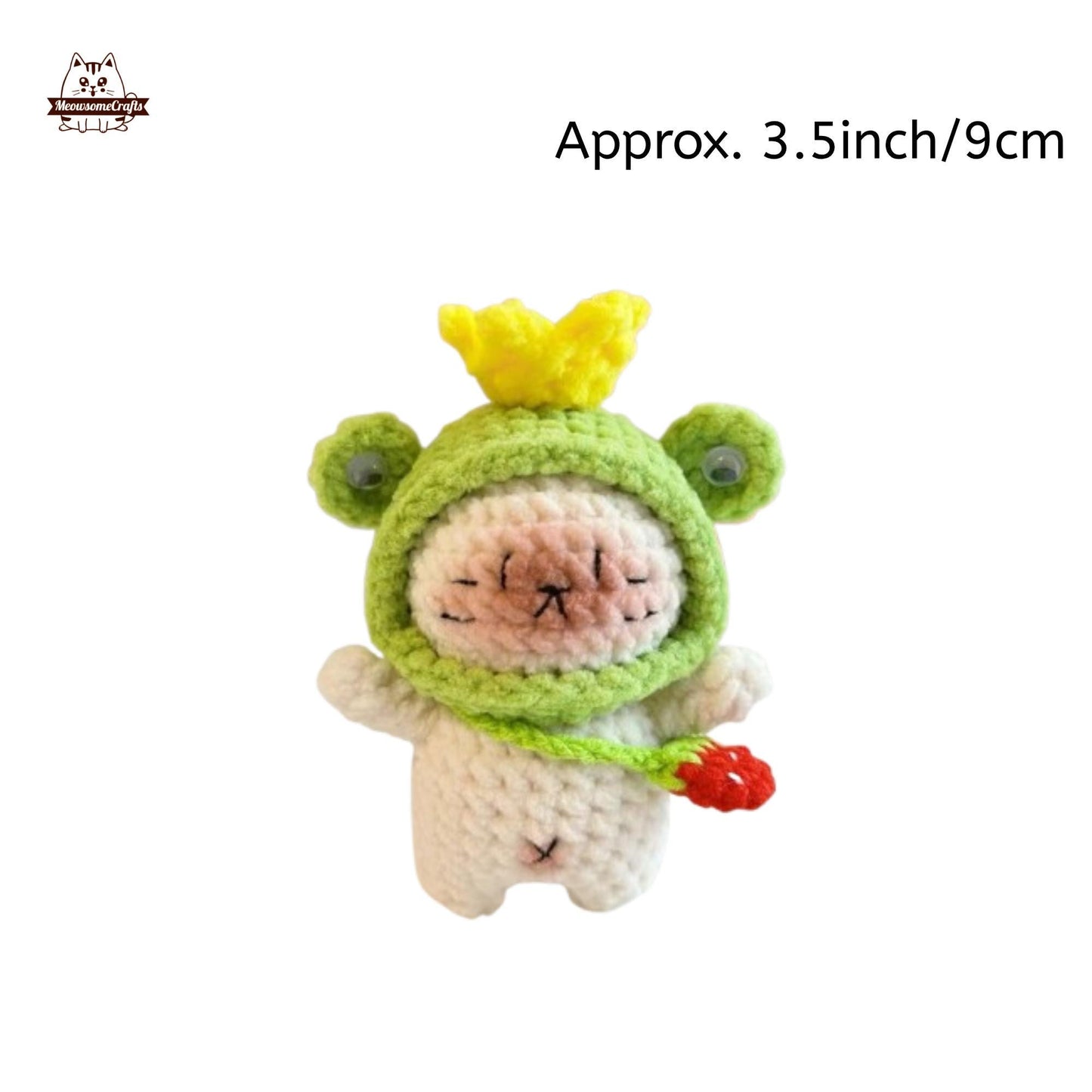 Handmade Finished Crochet Knitted Cat Wearing Animal Hoods Hats Keychain Pendant | Finished Knitted Animal - F