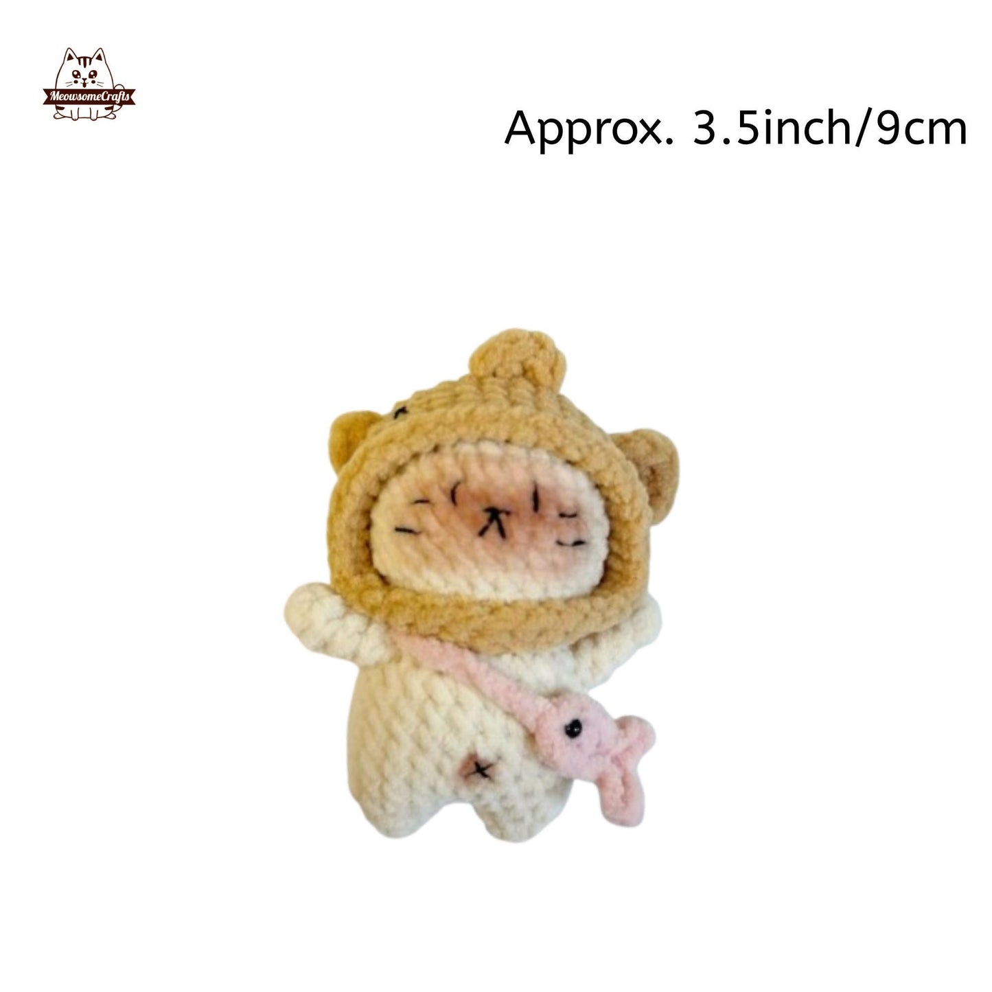Handmade Finished Crochet Knitted Cat Wearing Animal Hoods Hats Keychain Pendant | Finished Knitted Animal - G