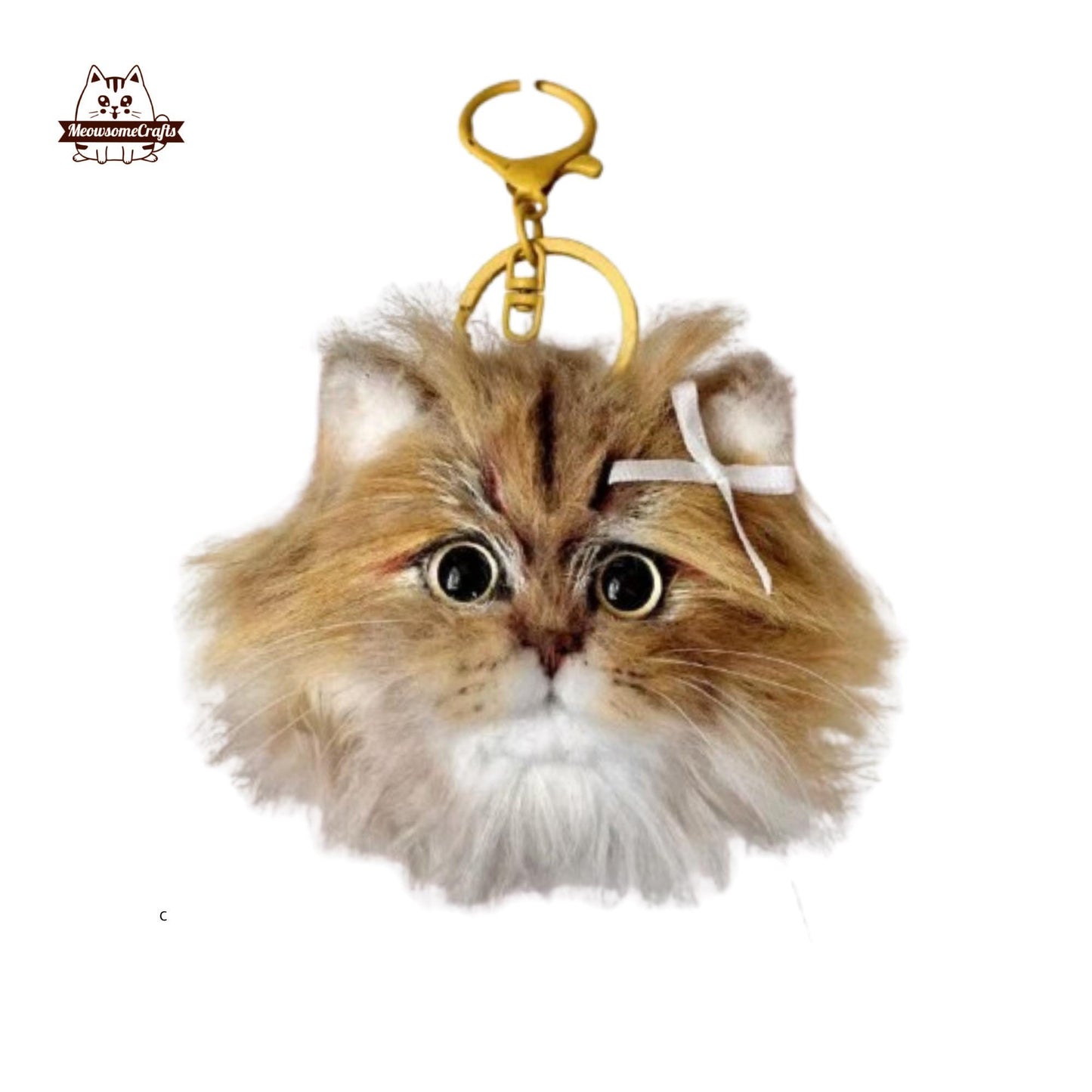 Handmade Chenille Stem Custom Fluffy Cat Portrait Keychain | Personalized Pet Ornament