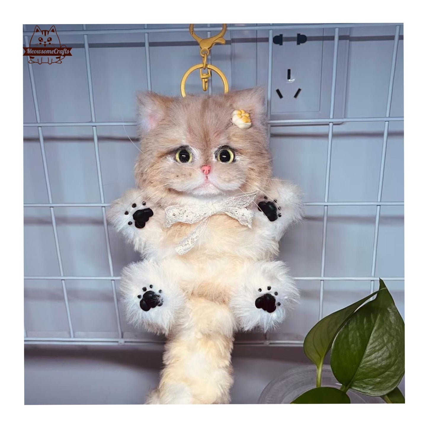 Handmade Chenille Stems Custom Cat Keychain Bag Ornament | Pet Memorial Gift