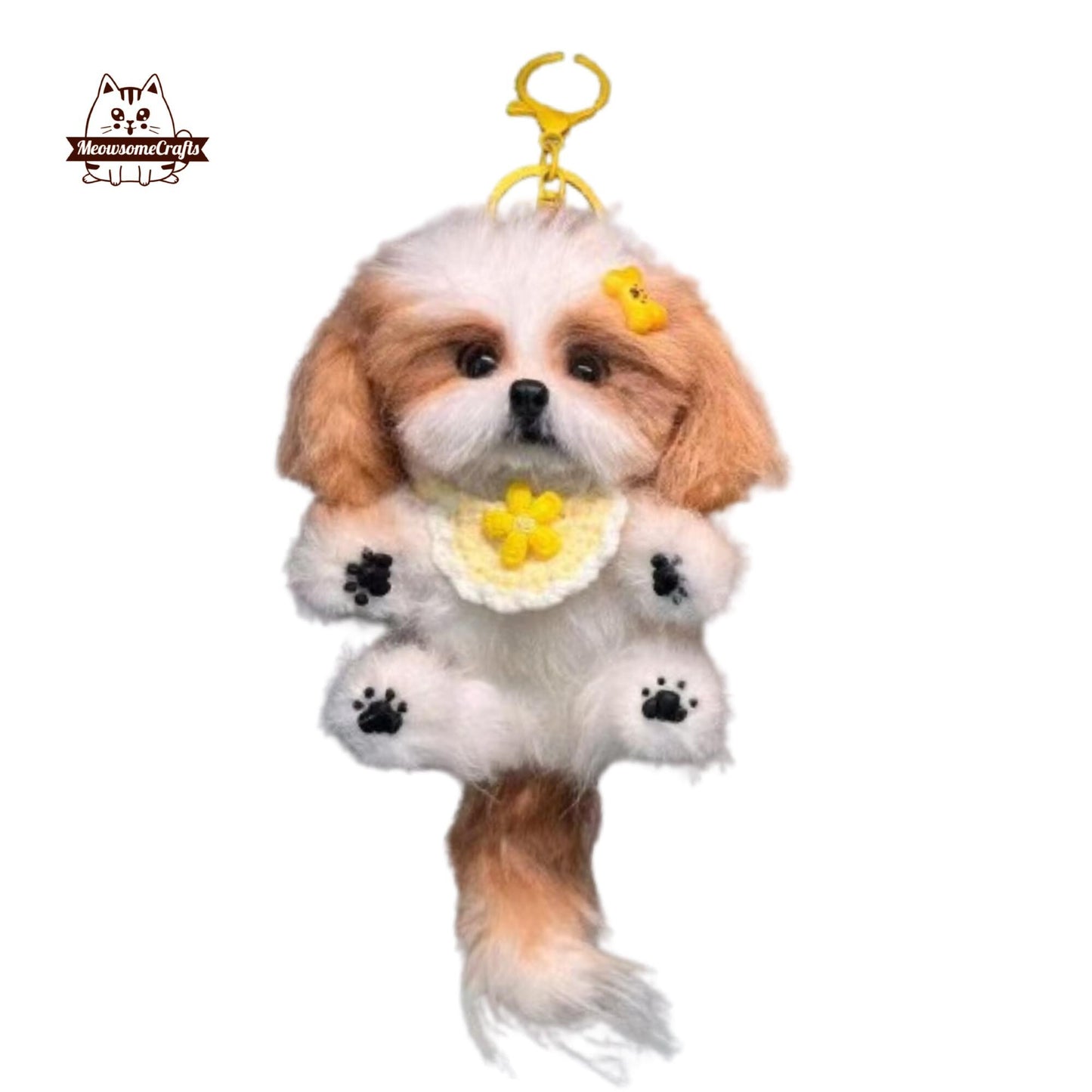 Handmade Chenille Stem Custom Dog Keychain Bag Ornament | Puppy Replica Figurine Memorial Gift