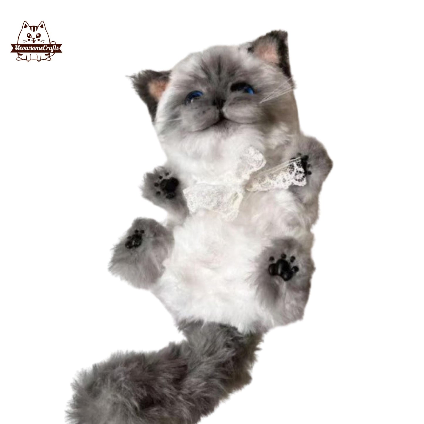 Handmade Chenille Stem Siamese Kitten Cat Keychain Ornament | Mini Figurine Bag Charm