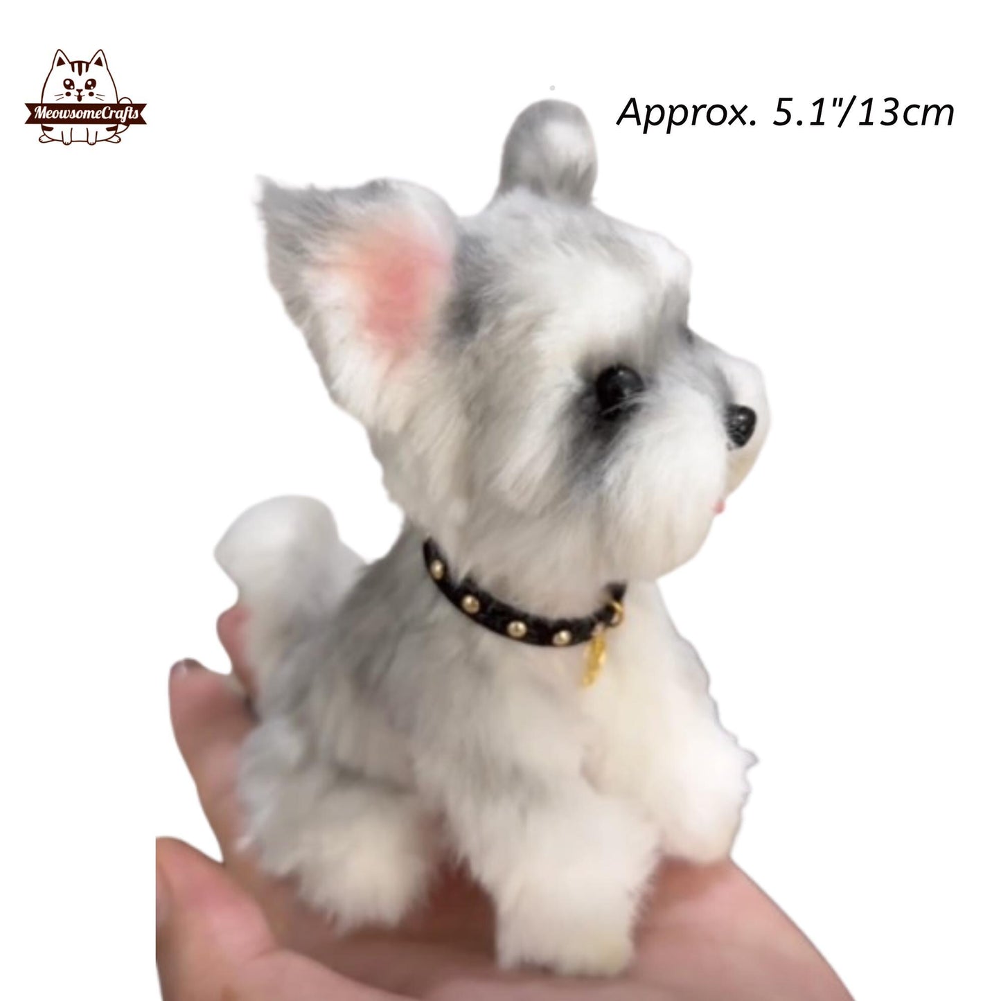 Handmade Chenille Stem Schnauzer Puppy Dog Keychain Ornament | Custom Replica Memorial Gift