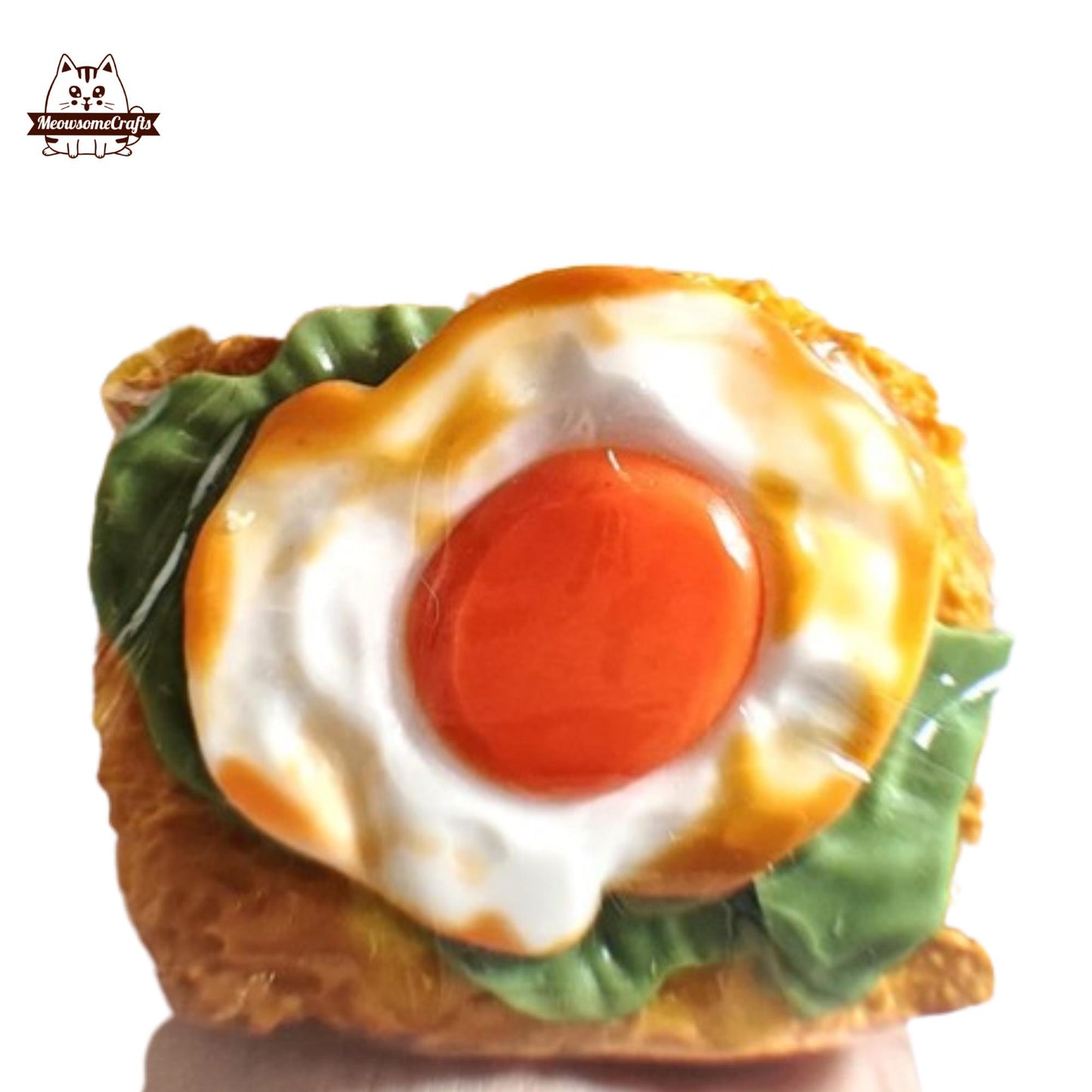 Fried Egg Toast Food Taba Squishy Squeezable Anxiety Stress Relief Sensory Fidget Toy - Squishy